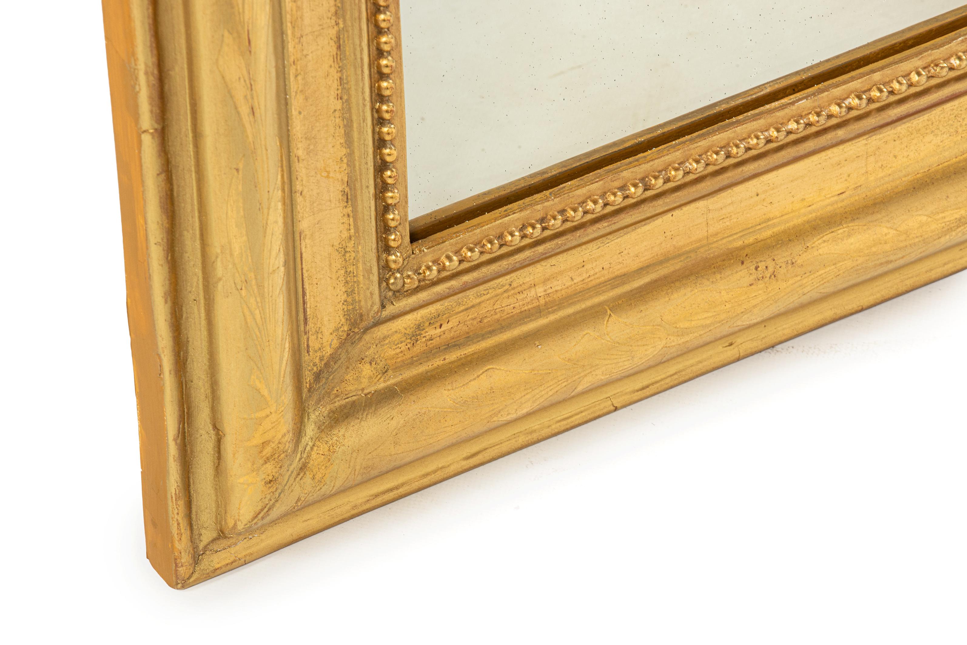 Antique unique fin 19ème siècle feuille d'or doré miroir français Louis Philippe Bon état - En vente à Casteren, NL