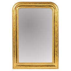 Antique unique fin 19ème siècle feuille d'or doré miroir français Louis Philippe