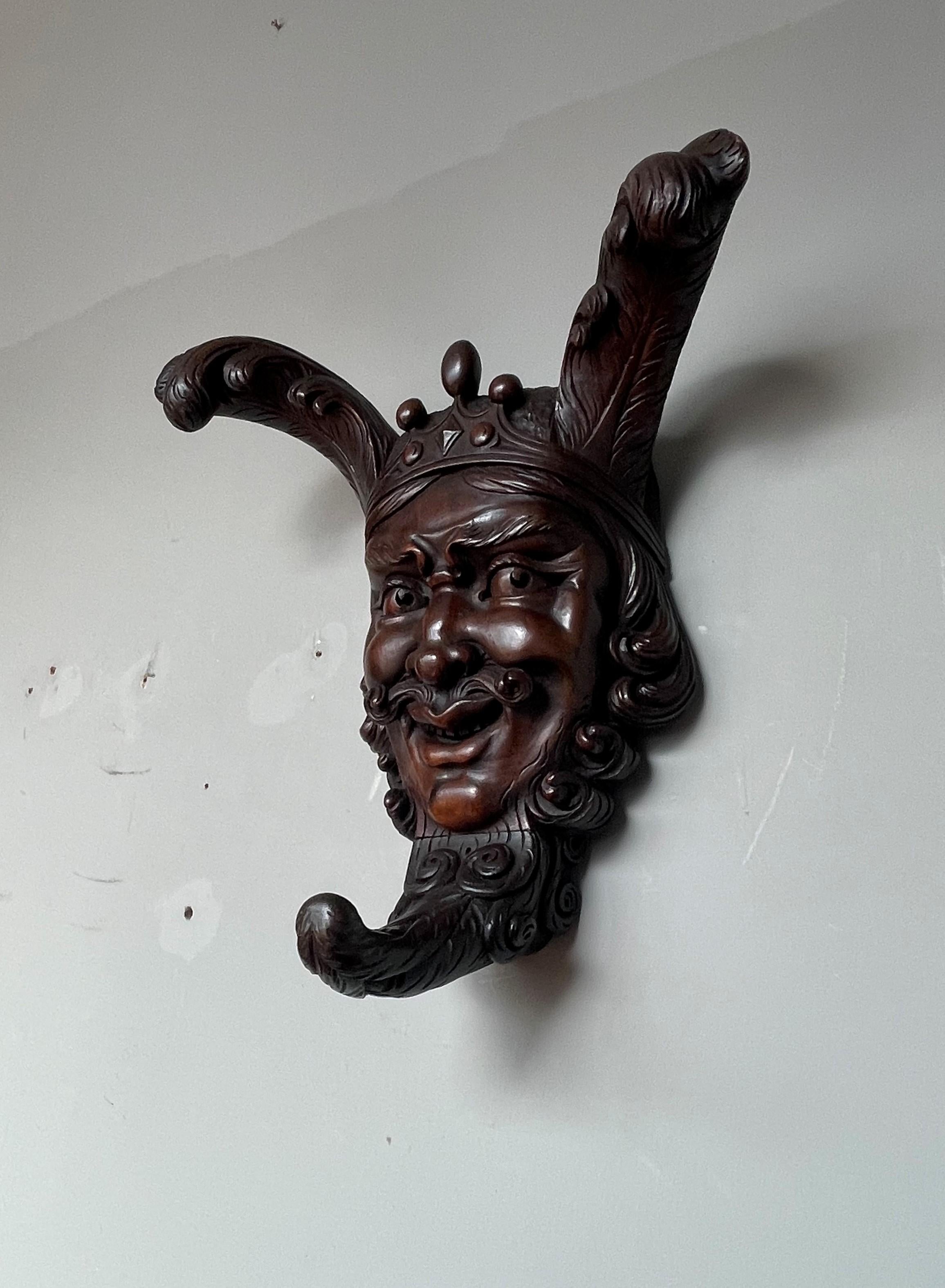 Escultura de máscara de sátiro antigua y única, magistralmente tallada, de principios a mediados de la época victoriana 6