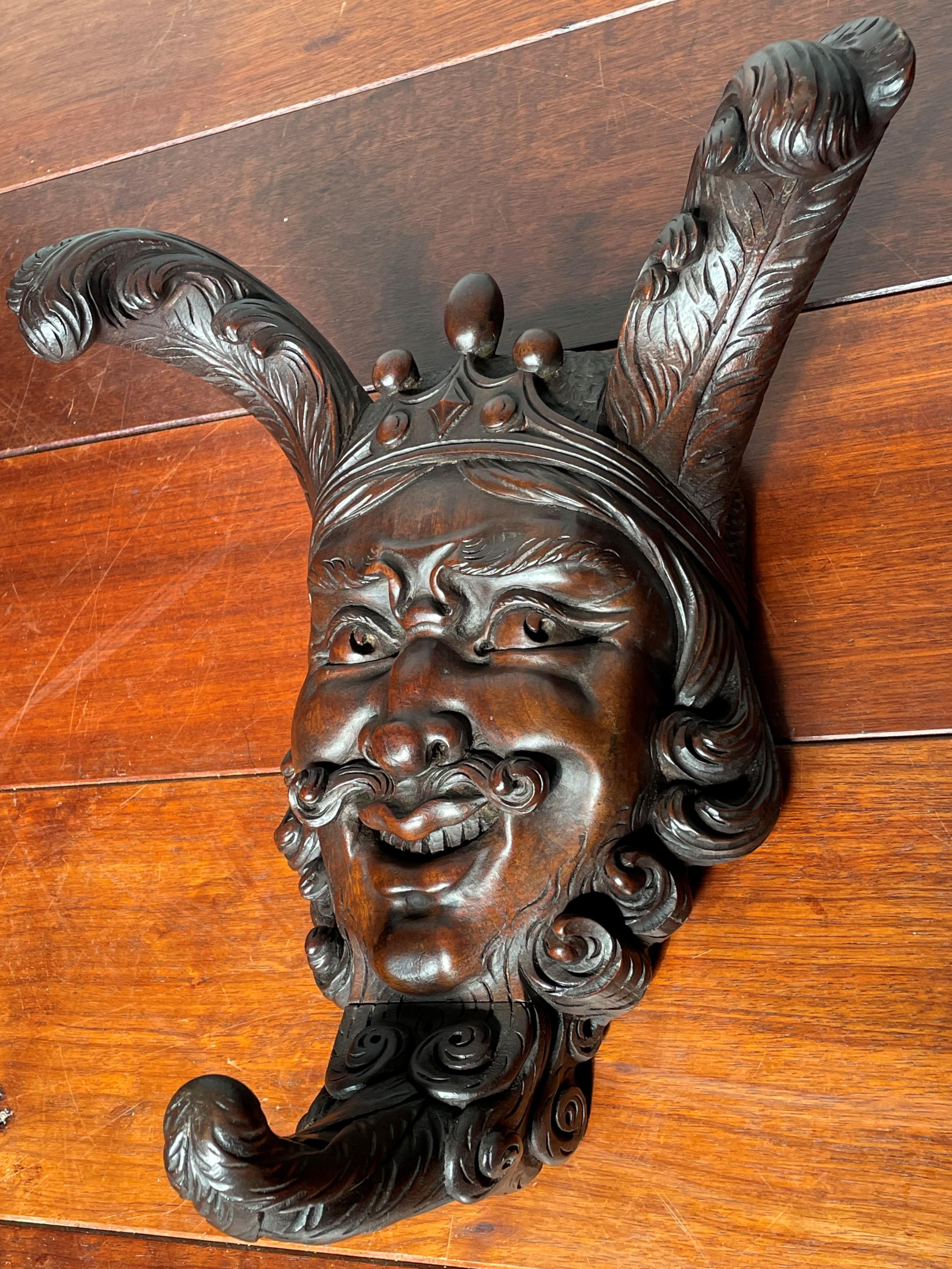 Antique & Unique, Masterly Carved, Early to Mid Victorian Satyr Mask Sculpture For Sale 9