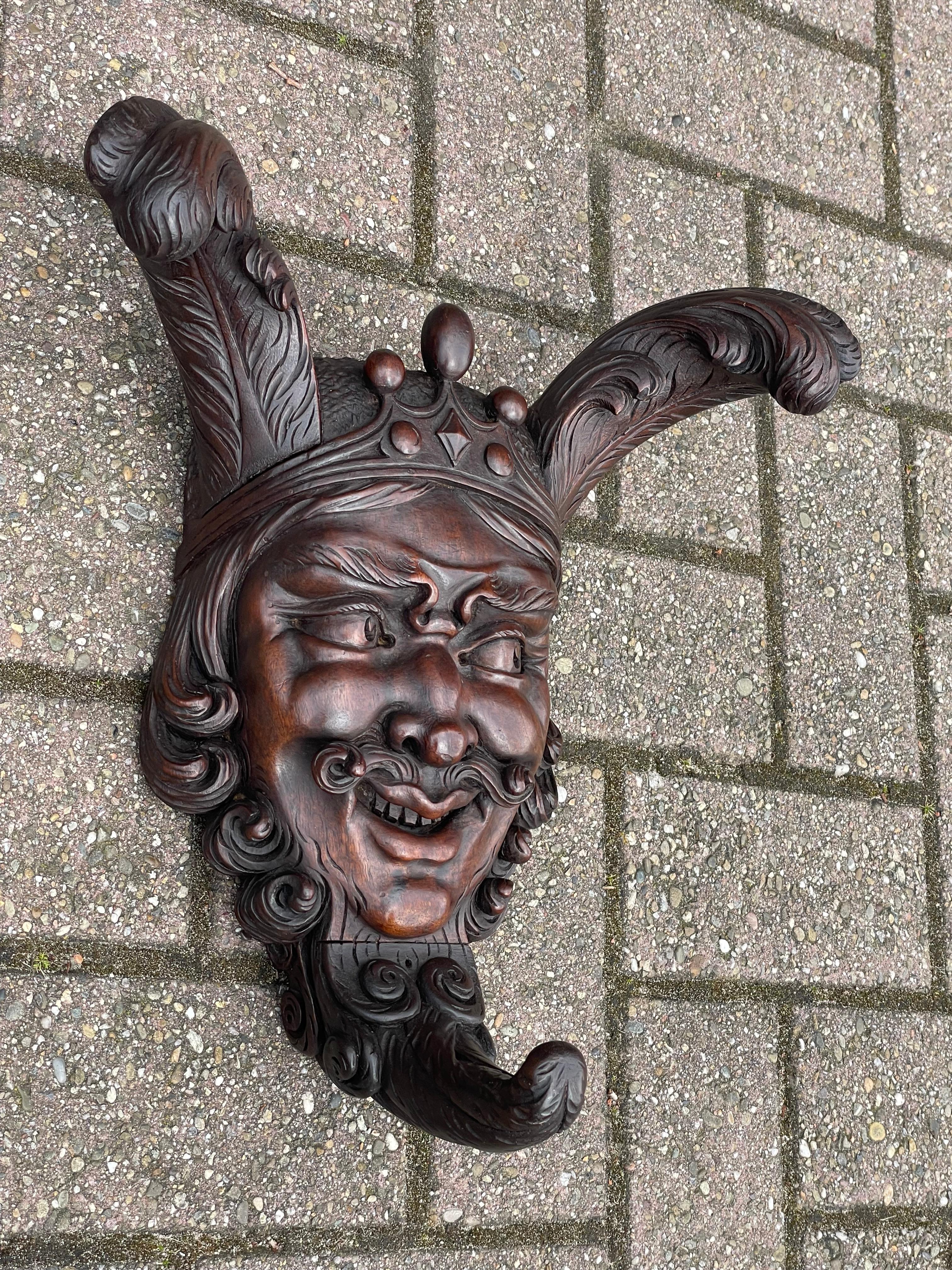 19th Century Antique & Unique, Masterly Carved, Early to Mid Victorian Satyr Mask Sculpture For Sale