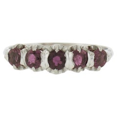 Antique Unique Platinum 1ctw GIA Graded Oval Purple Sapphire Stackable Band Ring