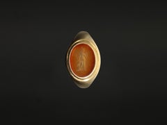 Antique Unisex Carnelian Intaglio Signet Ring, Antique Roman Agate Seal Ring