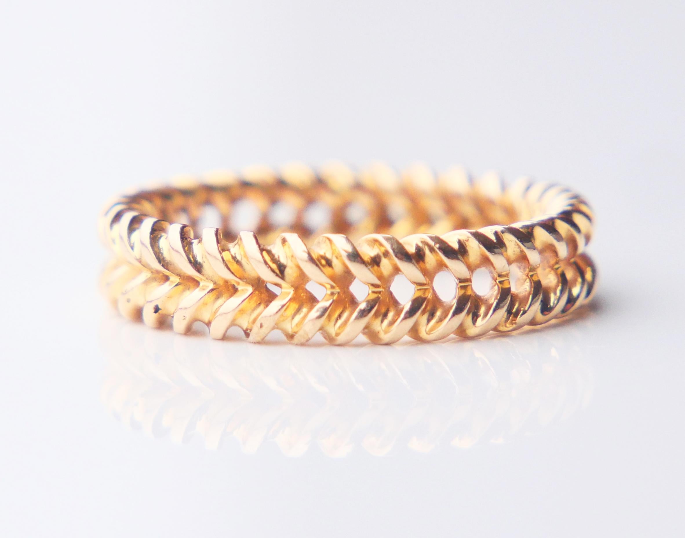 Women's Antique Unisex Illusion Ring solid 18K Yellow Gold Ø US 8.5 / 6gr For Sale
