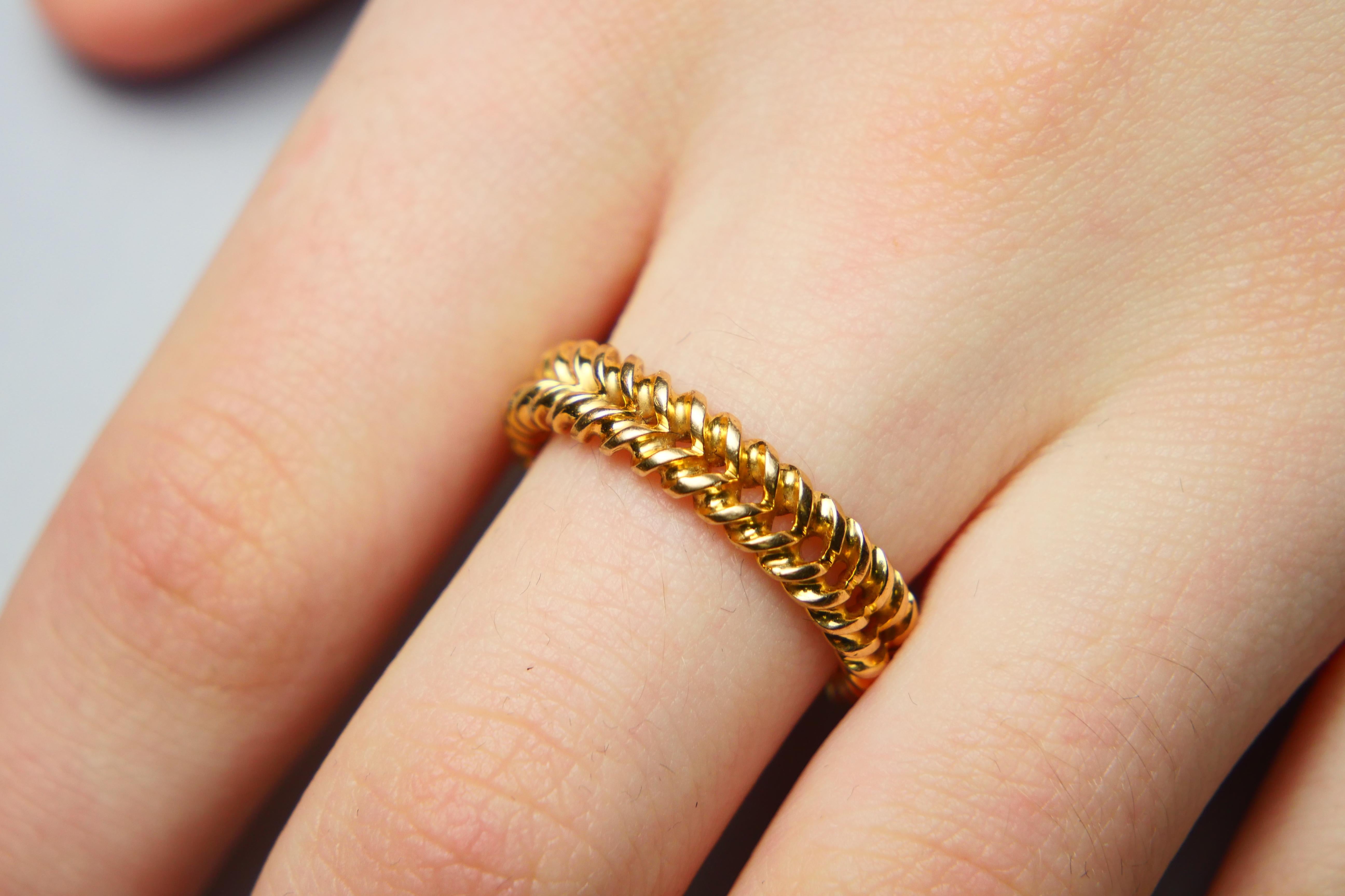 Antique Unisex Illusion Ring solid 18K Yellow Gold Ø US 8.5 / 6gr For Sale 1