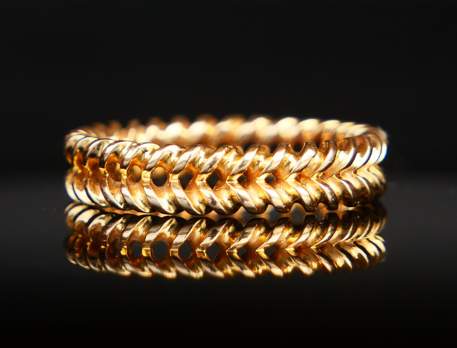 Antique Unisex Illusion Ring solid 18K Yellow Gold Ø US 8.5 / 6gr For Sale 4