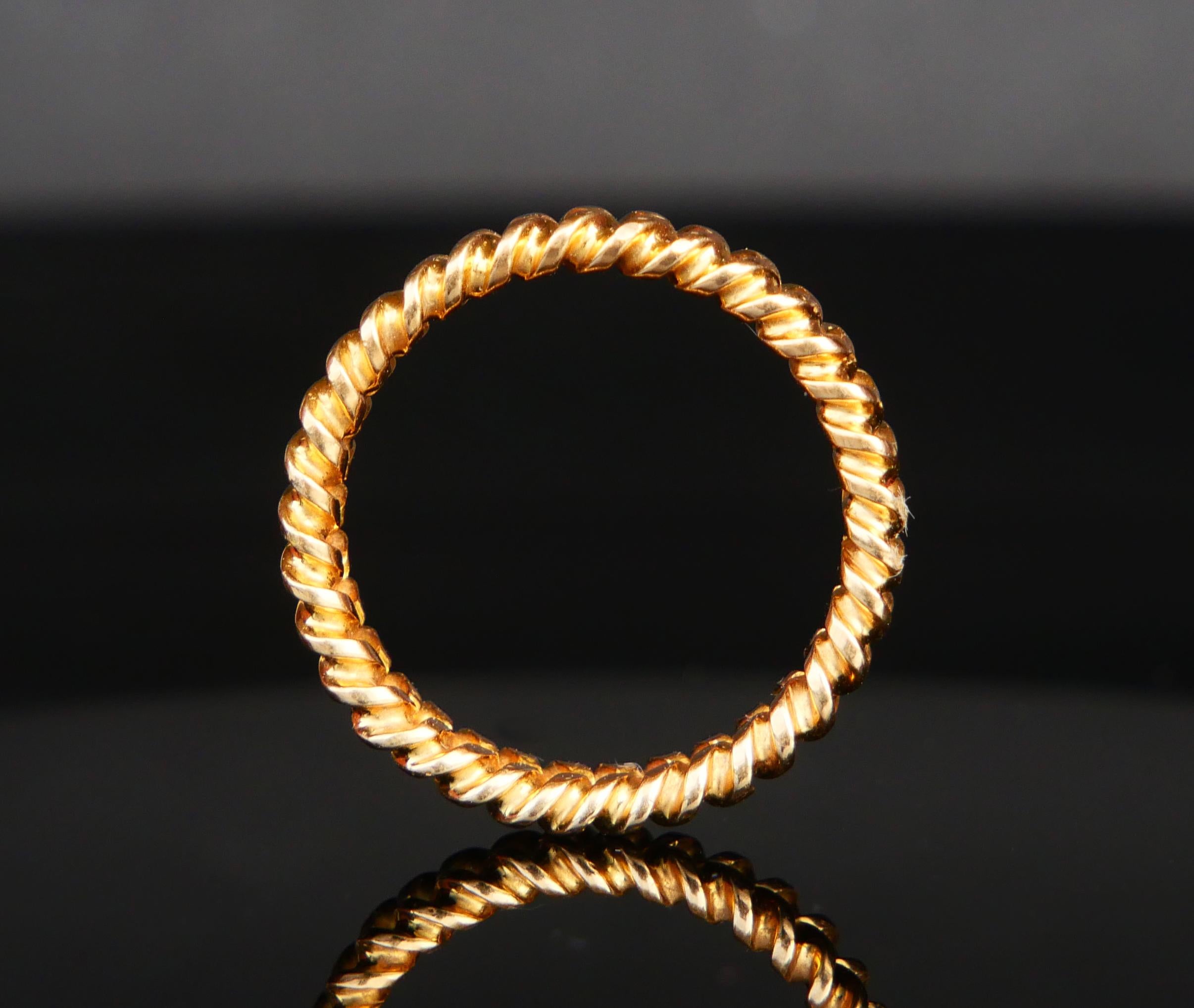 Antique Unisex Illusion Ring solid 18K Yellow Gold Ø US 8.5 / 6gr For Sale 5