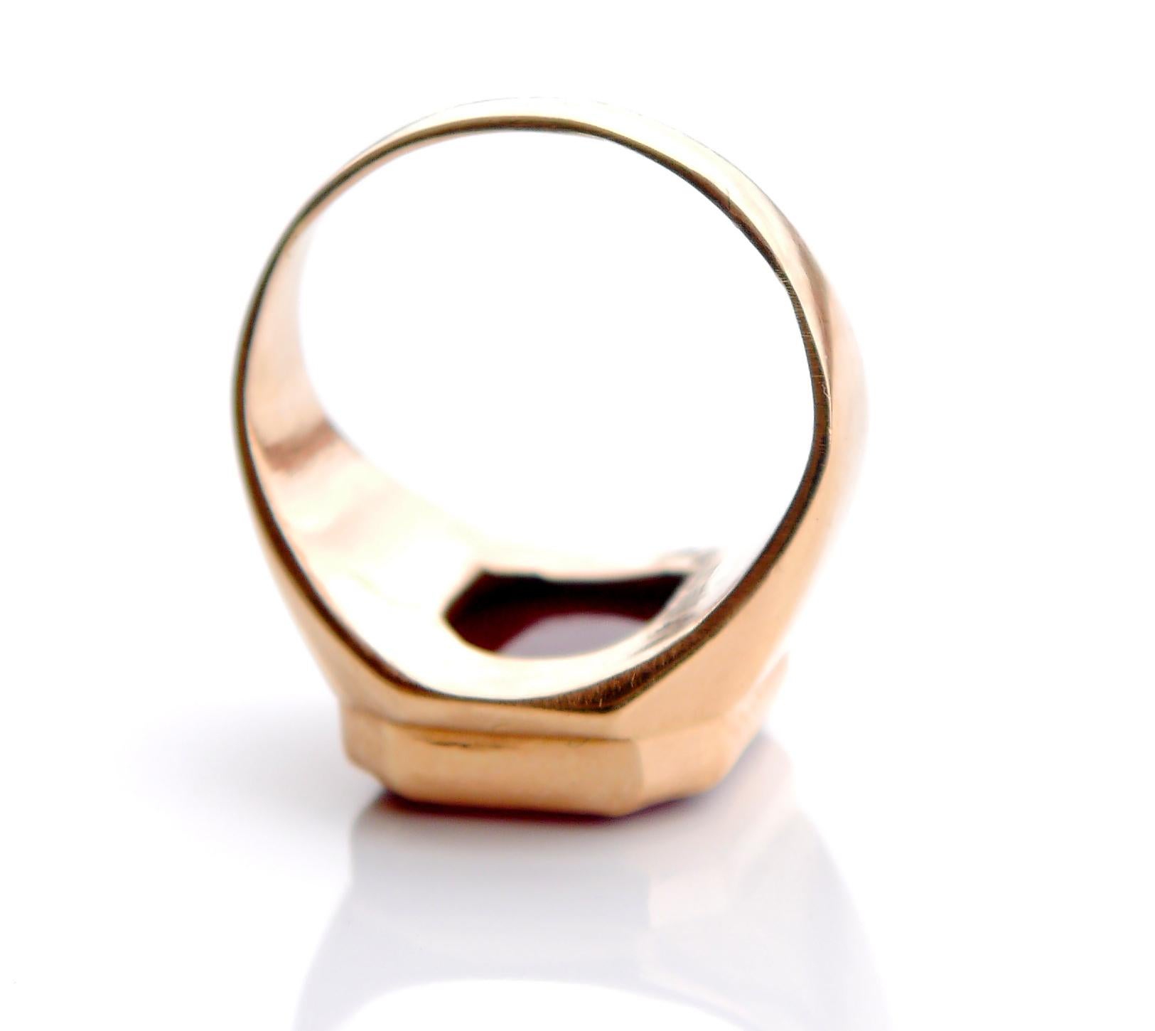 Antique Unisex Intaglio Signet Ring solid 18K Gold Carnelian Ø US6.5 / 10.5g For Sale 5