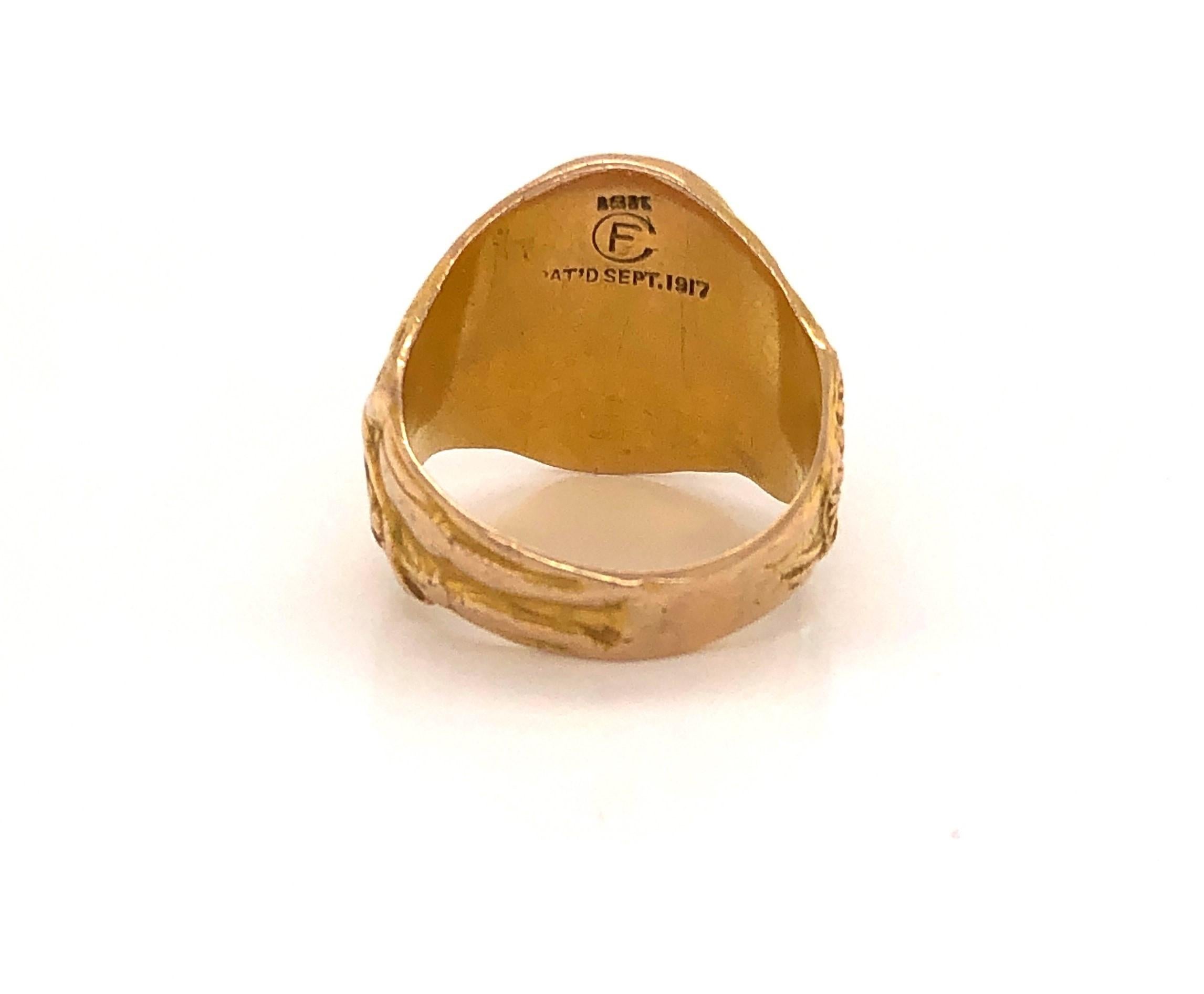 Antique United States Navy Yellow Gold Ring In Good Condition In Mount Kisco, NY