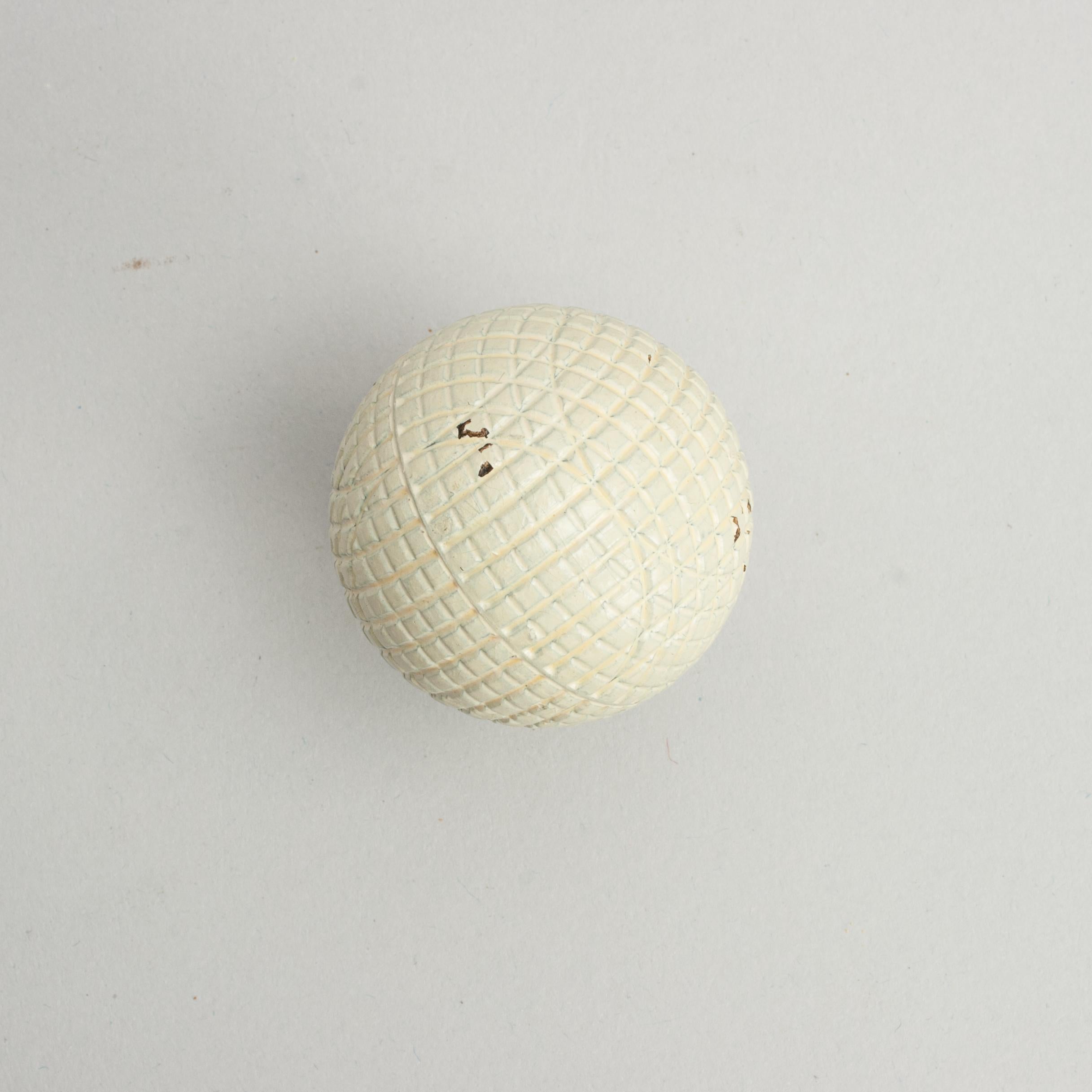Antique, Unused Golf Ball, Gutta Percha, Mesh Pattern For Sale 4