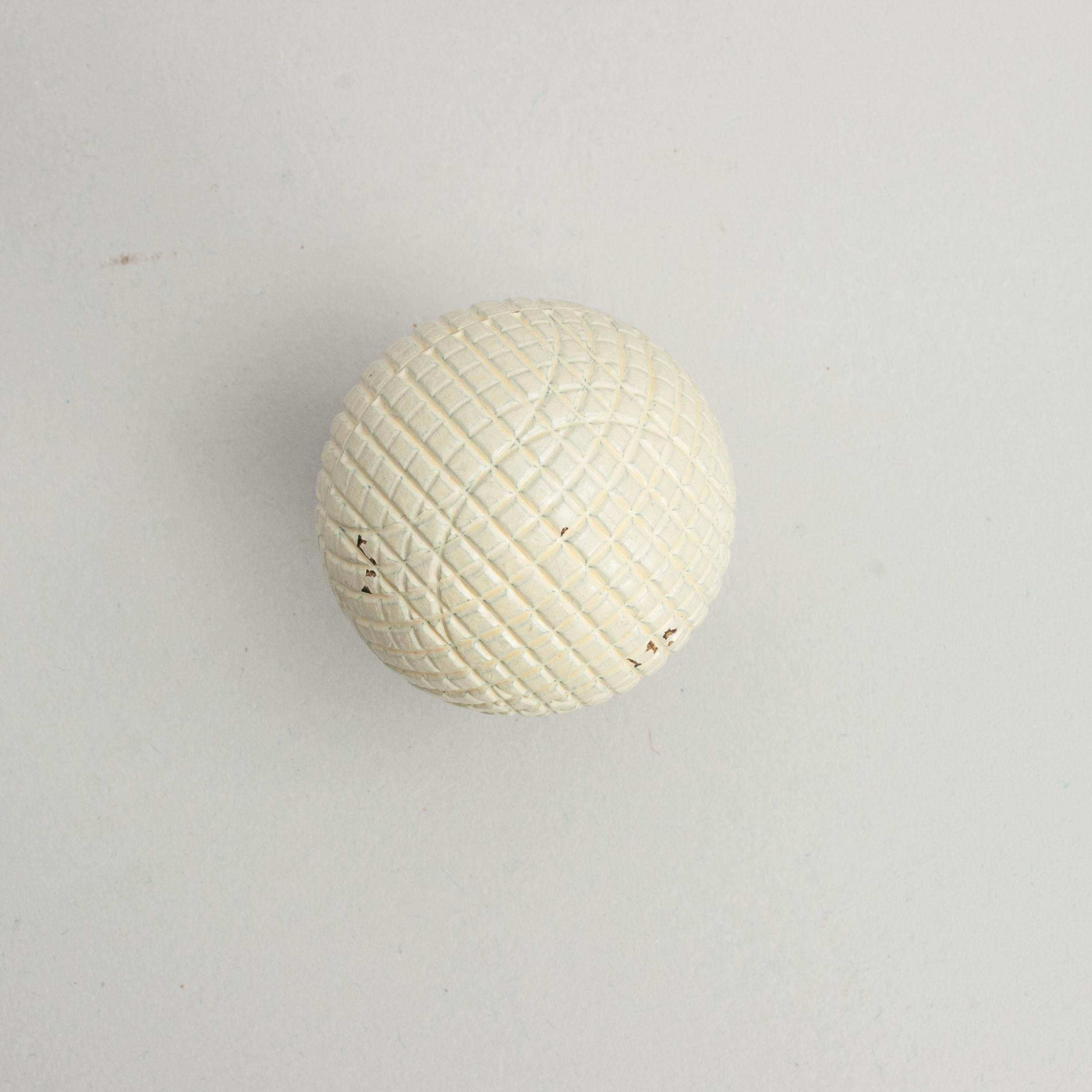 Antique, Unused Golf Ball, Gutta Percha, Mesh Pattern For Sale 3