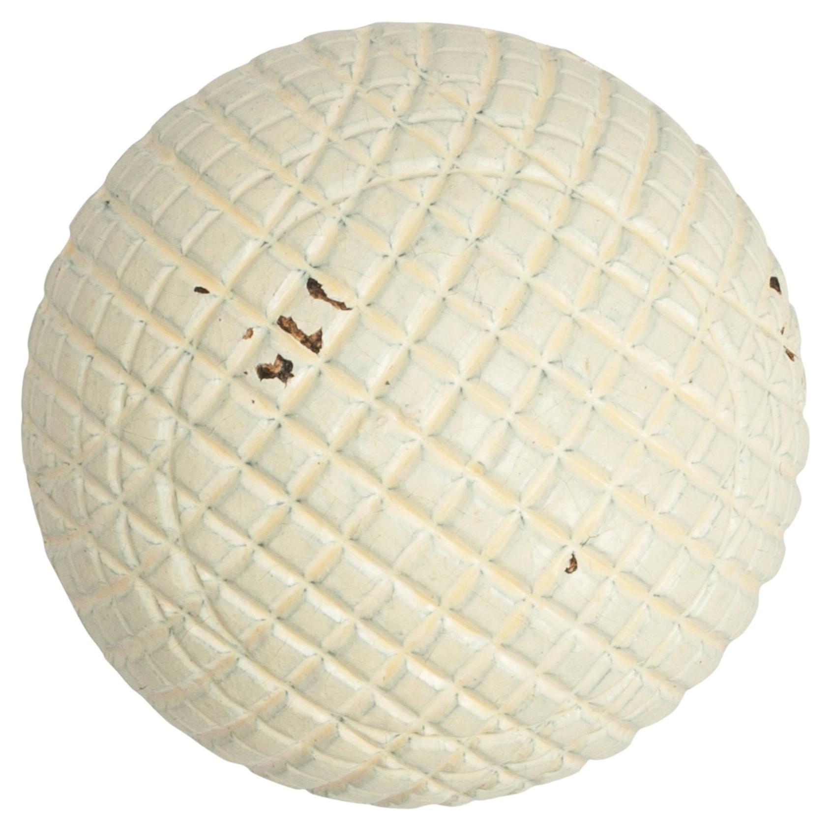 Antique, Unused Golf Ball, Gutta Percha, Mesh Pattern For Sale
