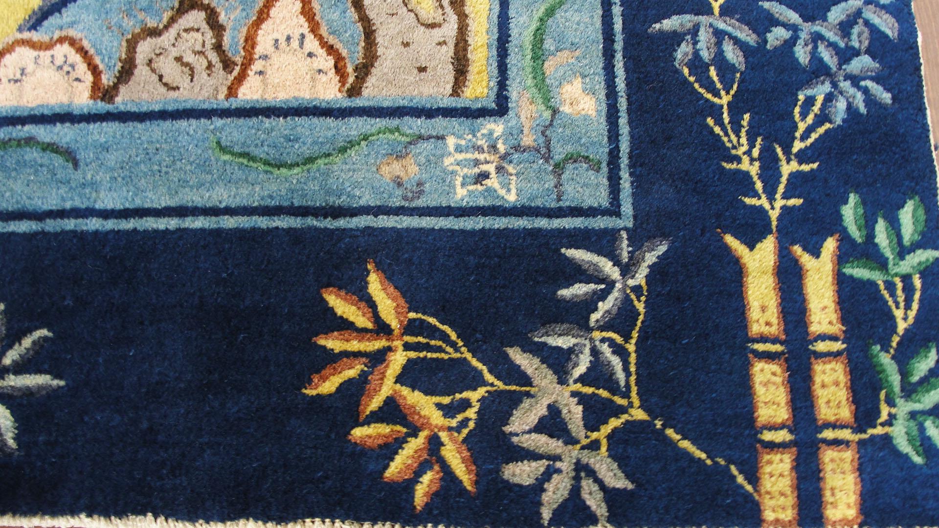 Wool Antique Unusual Art Deco Chinese Carpet