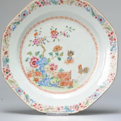 Antique Unusual Chinese 18c Famille Rose Landscape Plate Qianlong China
