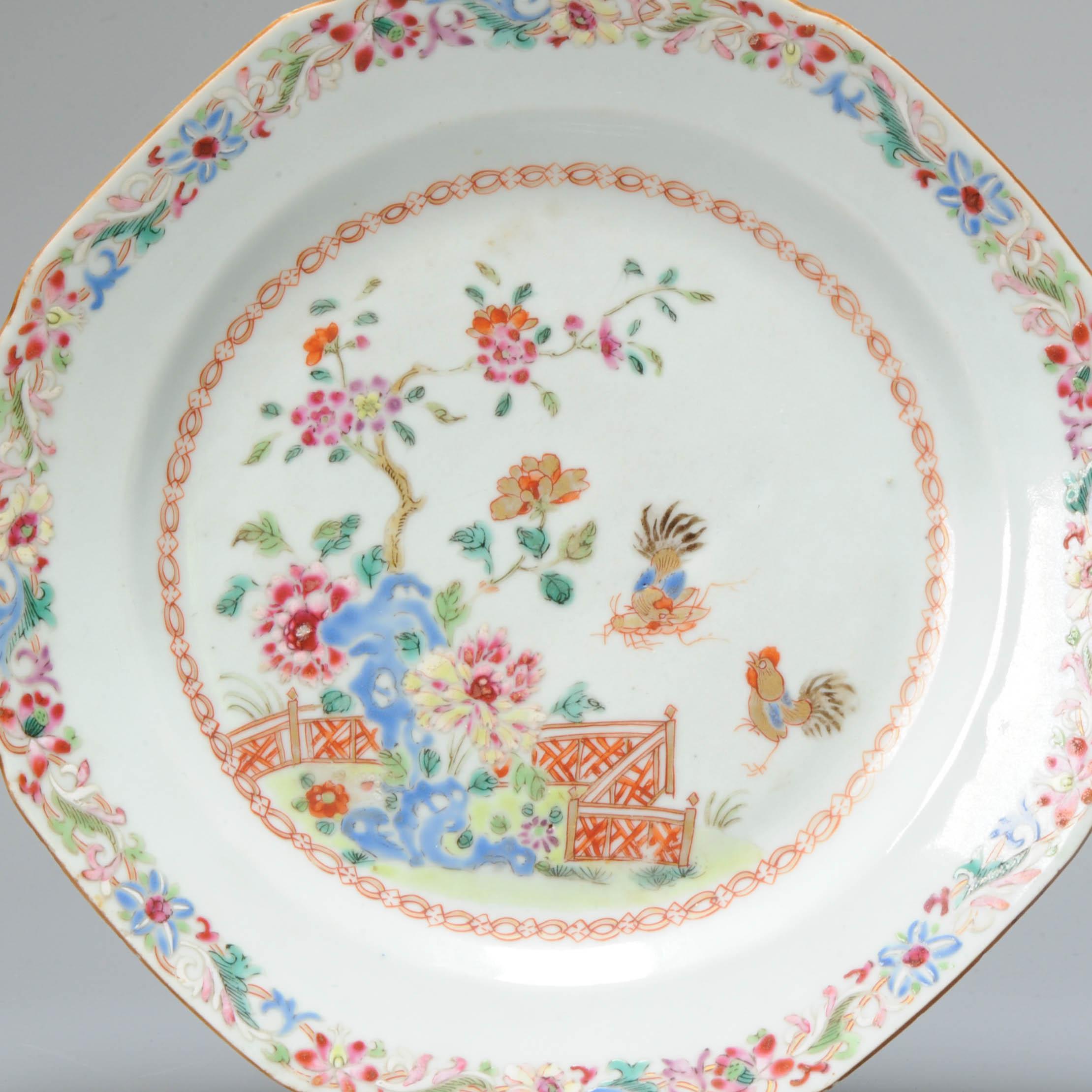 Qing Antique Unusual Chinese 18c Famille Rose Landscape Plate Qianlong China For Sale