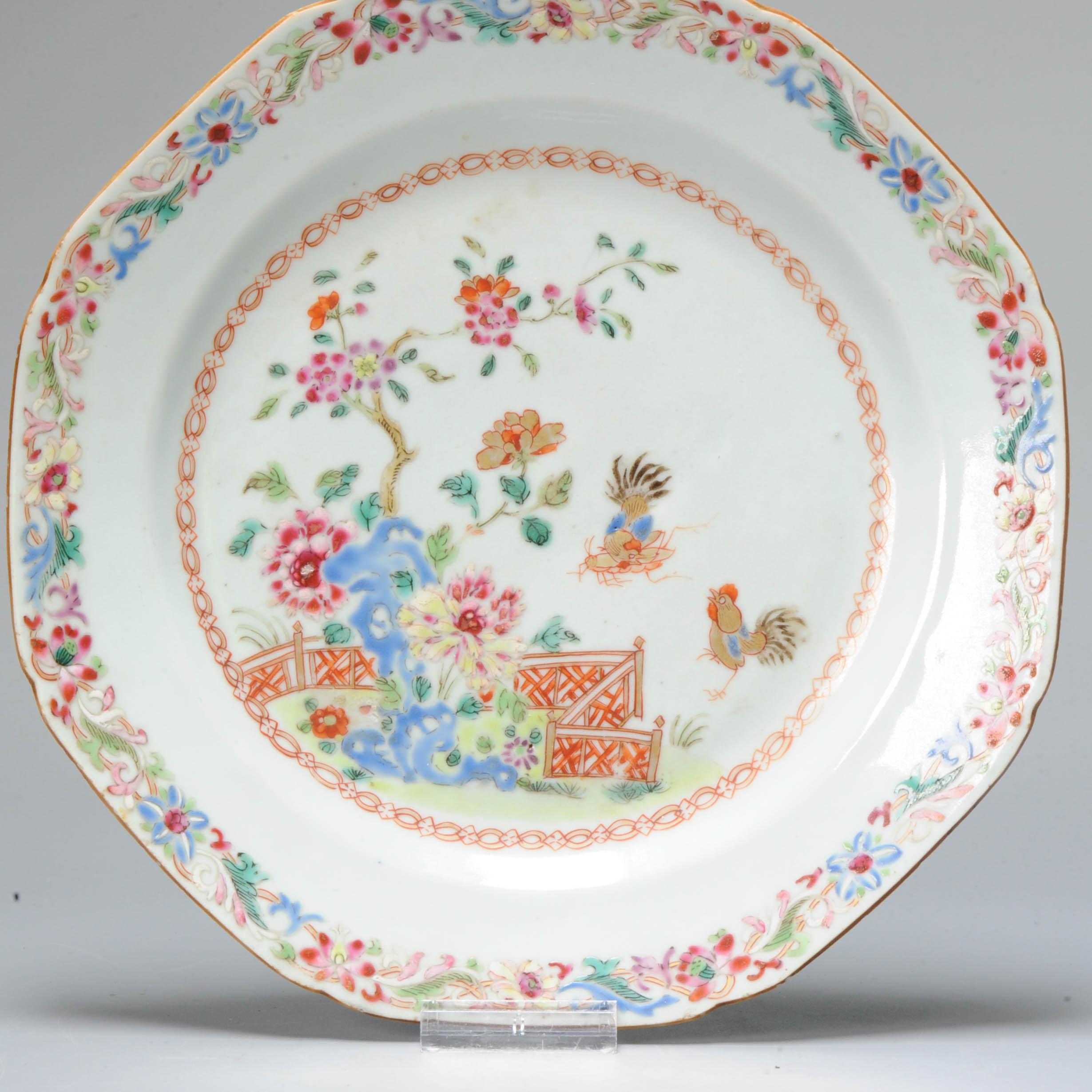 Antique Unusual Chinese 18c Famille Rose Landscape Plate Qianlong China In Good Condition For Sale In Amsterdam, Noord Holland
