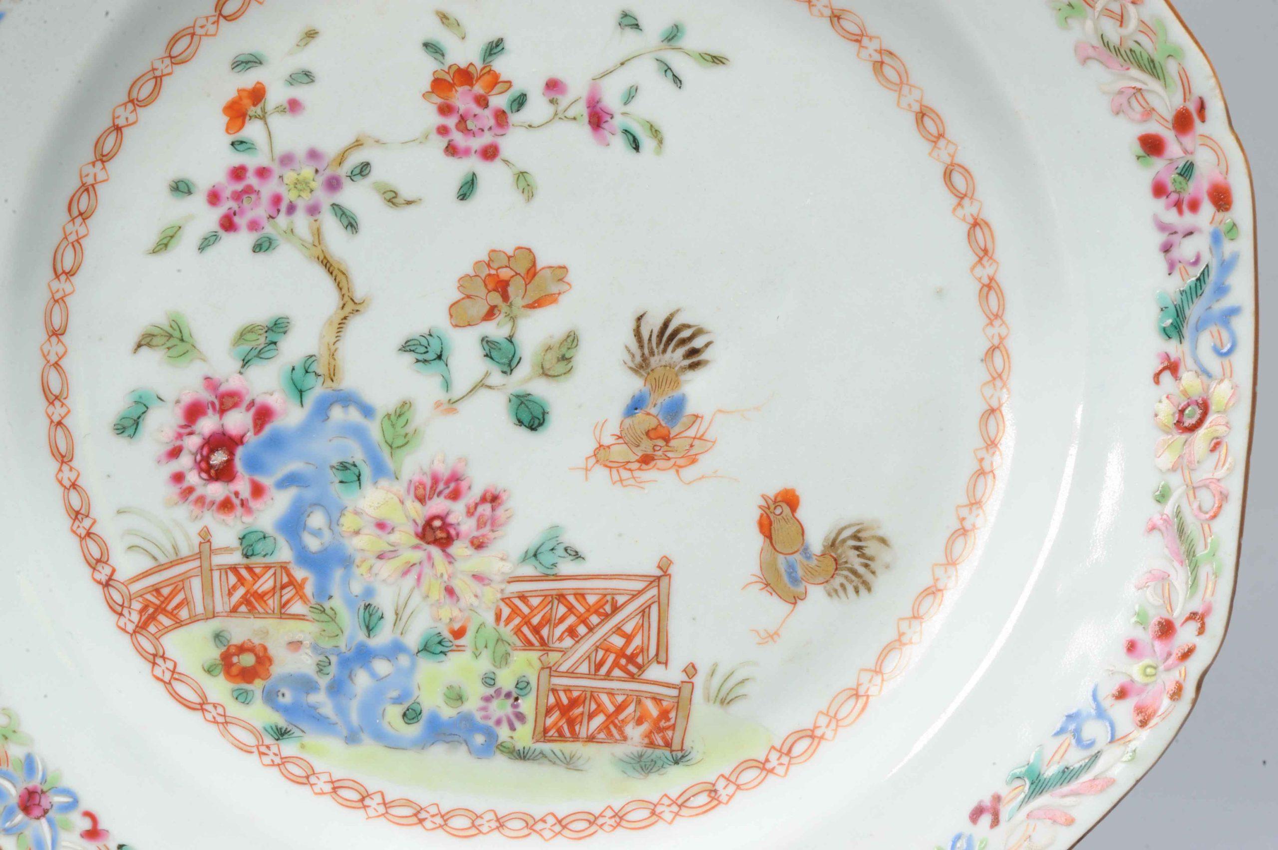 Porcelain Antique Unusual Chinese 18c Famille Rose Landscape Plate Qianlong China For Sale