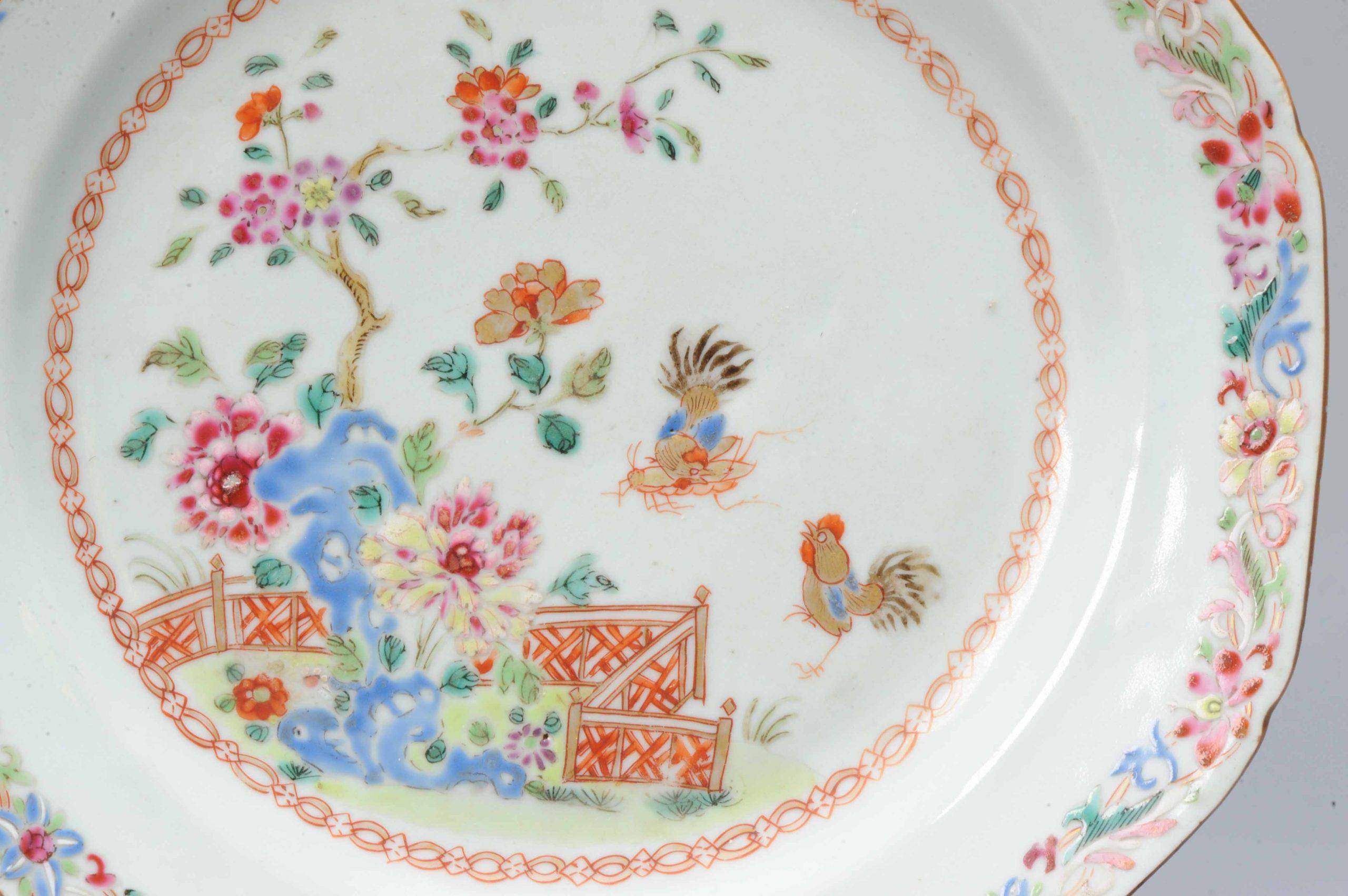 Antique Unusual Chinese 18c Famille Rose Landscape Plate Qianlong China For Sale 1