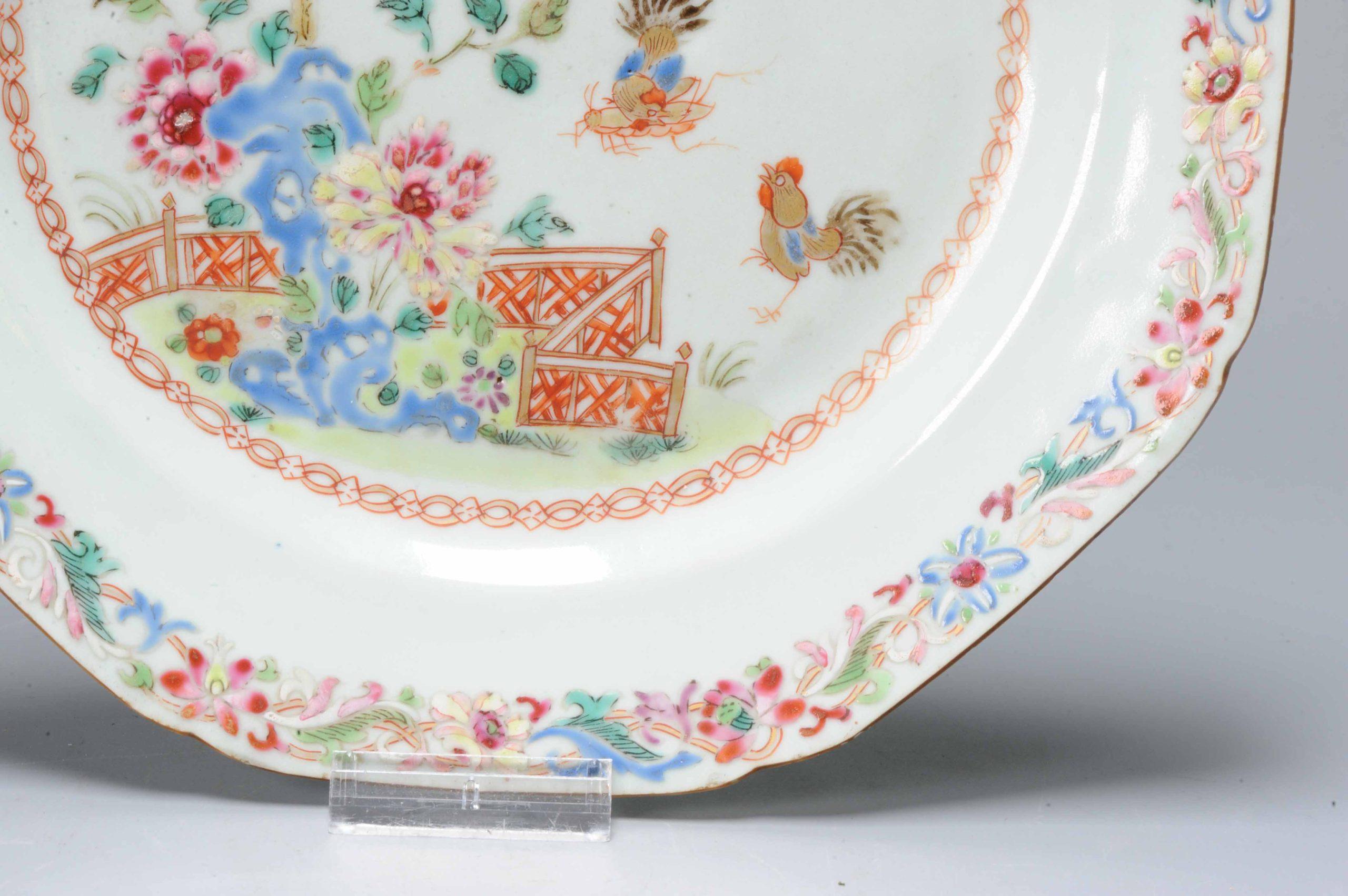 Antique Unusual Chinese 18c Famille Rose Landscape Plate Qianlong China For Sale 2