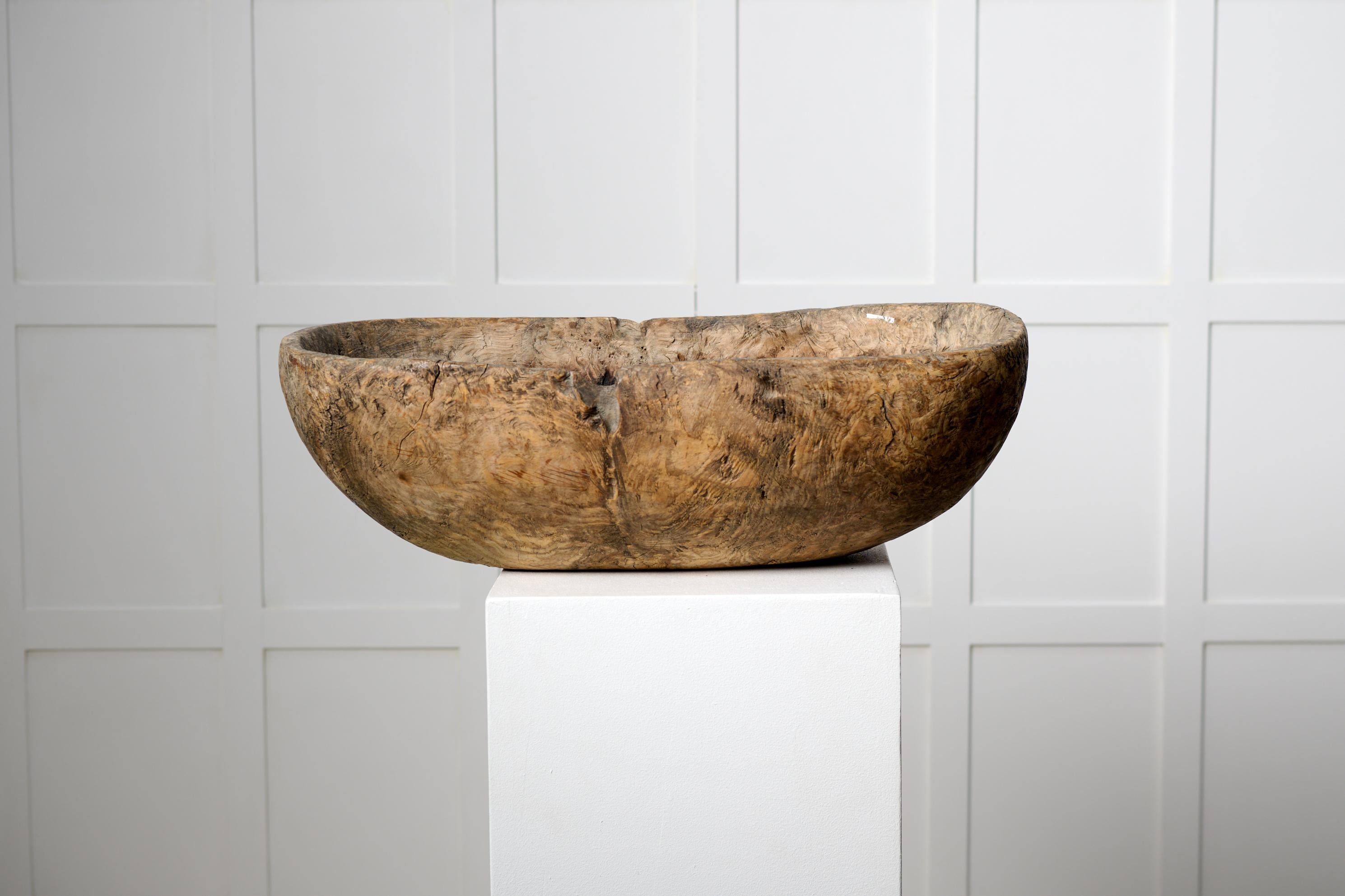 Hand-Crafted Antique Unusual Swedish 18th Century Hand-Made Country Solid Birch Root Bowl  For Sale