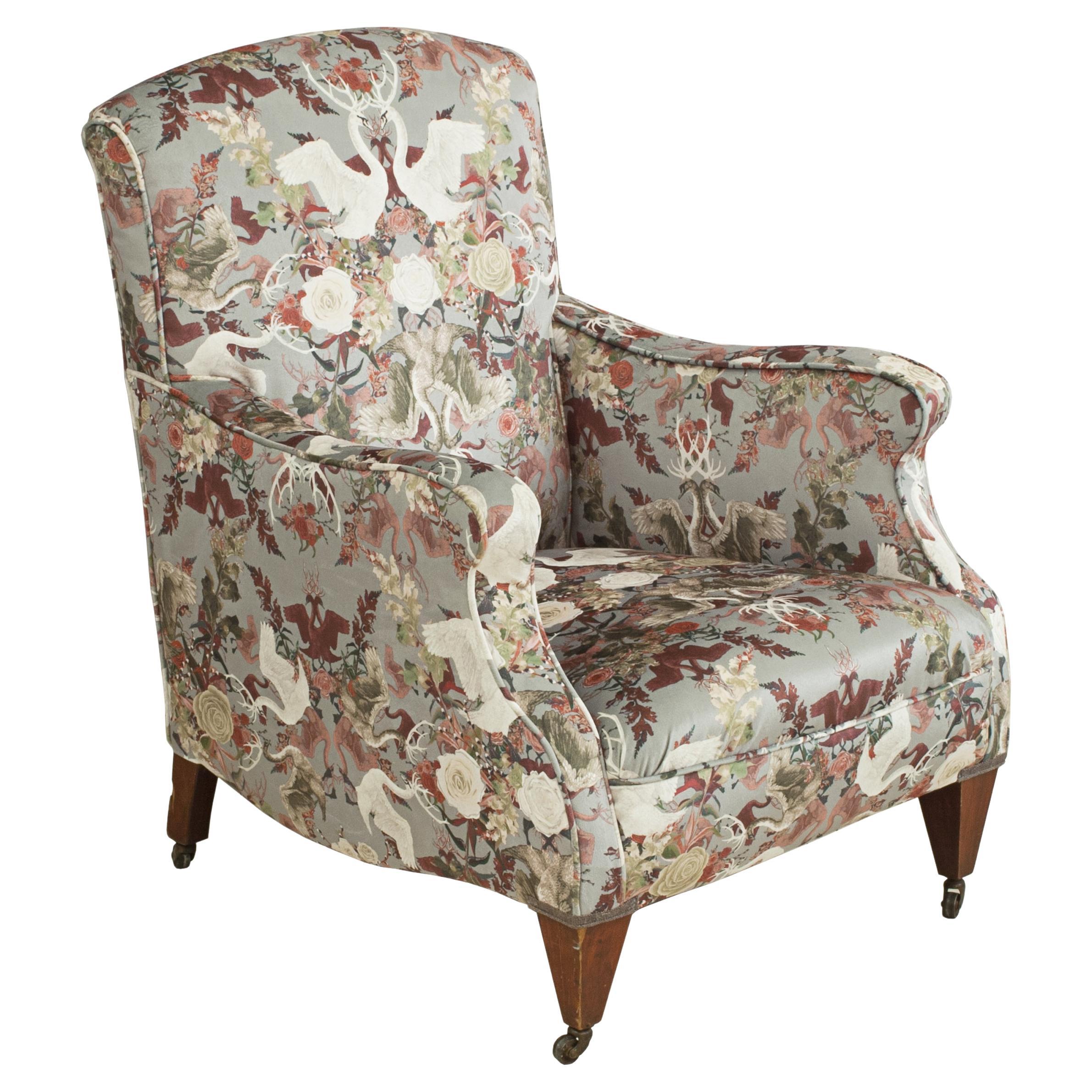 Classic 1920's Upholstered Armchair w/ Matching Ottoman at 1stDibs