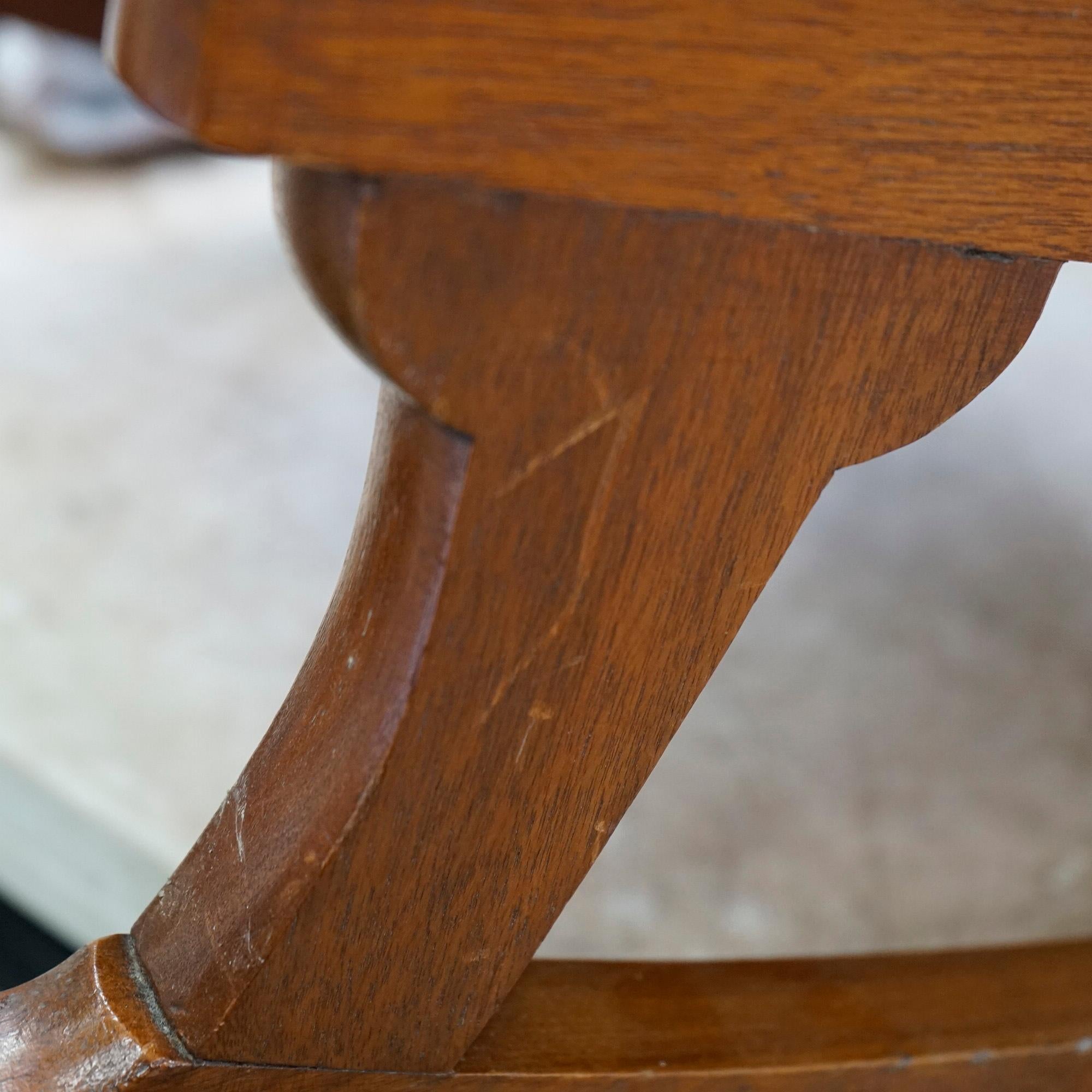 Antique Upholstered Carved Walnut Lincoln Rocking Chair 19th C 5
