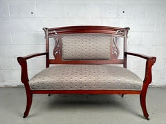 Antique Upholstered Carved Wood Settee