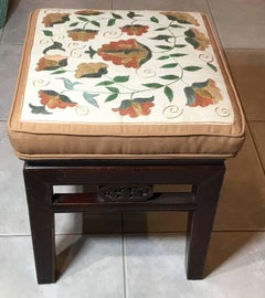 Antique Upholstered Chinese  Stool
