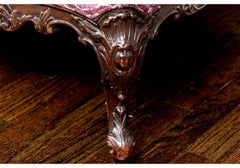 Antique Upholstered Chippendale Style Carved Mahogany Camel Back Sofa