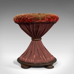 Antique Upholstered Stool, English, Walnut, Footstool, Tabouret, Regency, 1820