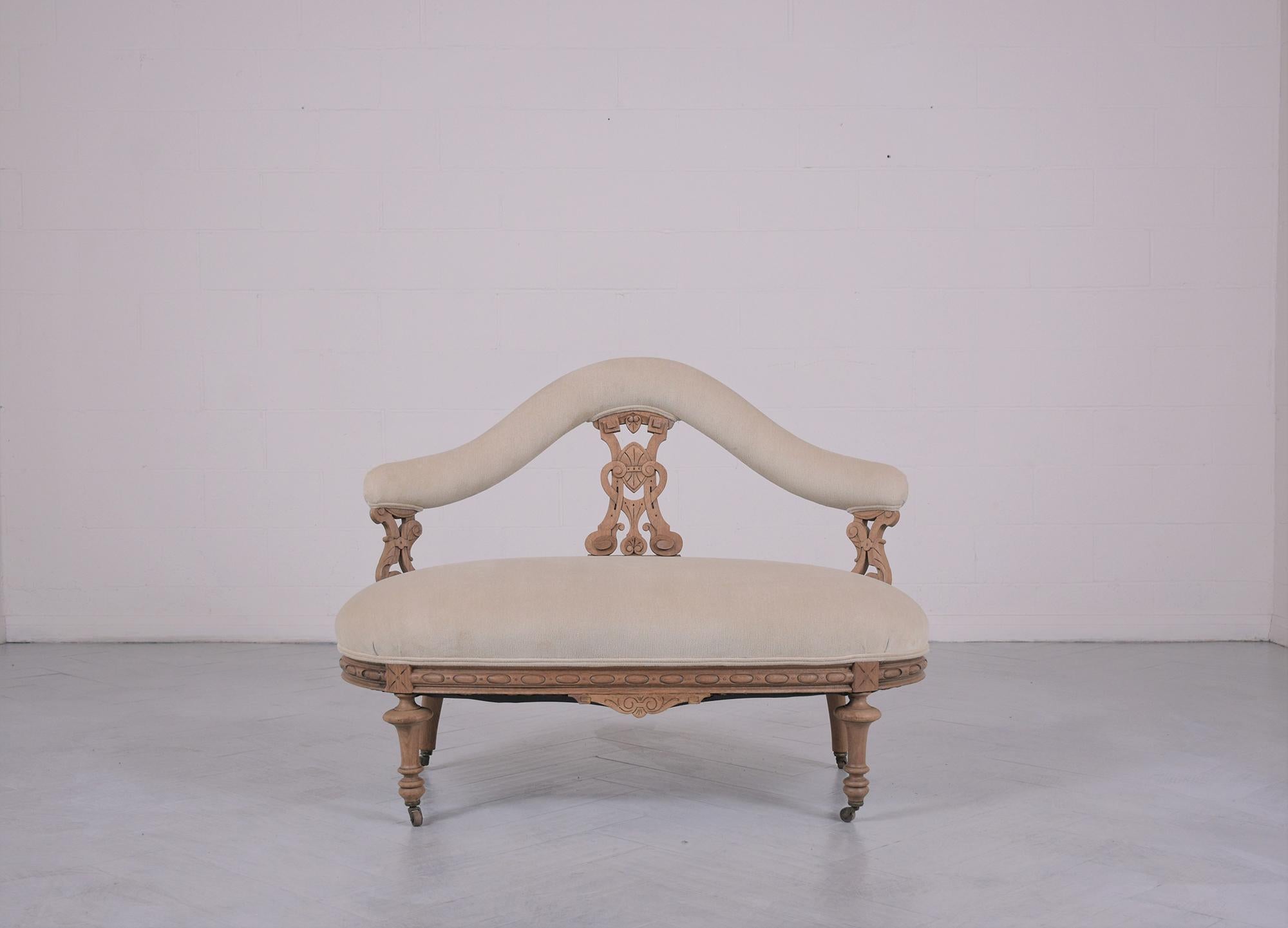 Queen Anne Antique Upholstery Walnut Bench