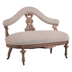 Antique Upholstery Walnut Bench