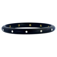 Antique Large Wrist Bangle and/or Upper Arm Bangle in Ebony & Diamonds, c 1895.