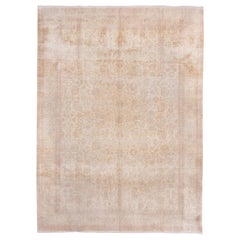 Antique Urban Silk Turkish Hereke Carpet, Pink Accents, Neutral Palette Antique Urban Silk Turkish Hereke Carpet, Pink Accents, Neutral Palette