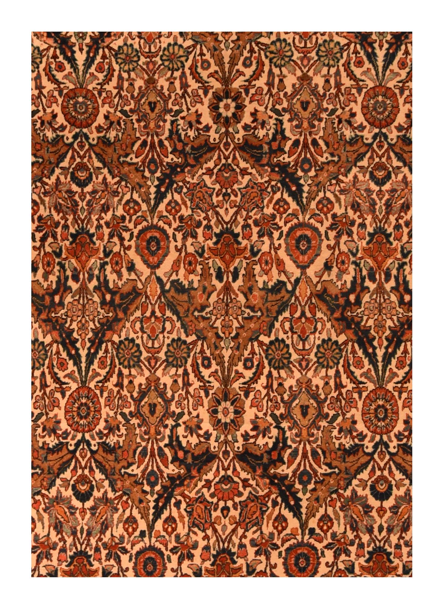 Hand-Knotted Antique Kashan Rug 7'6'' x 10'2'' For Sale