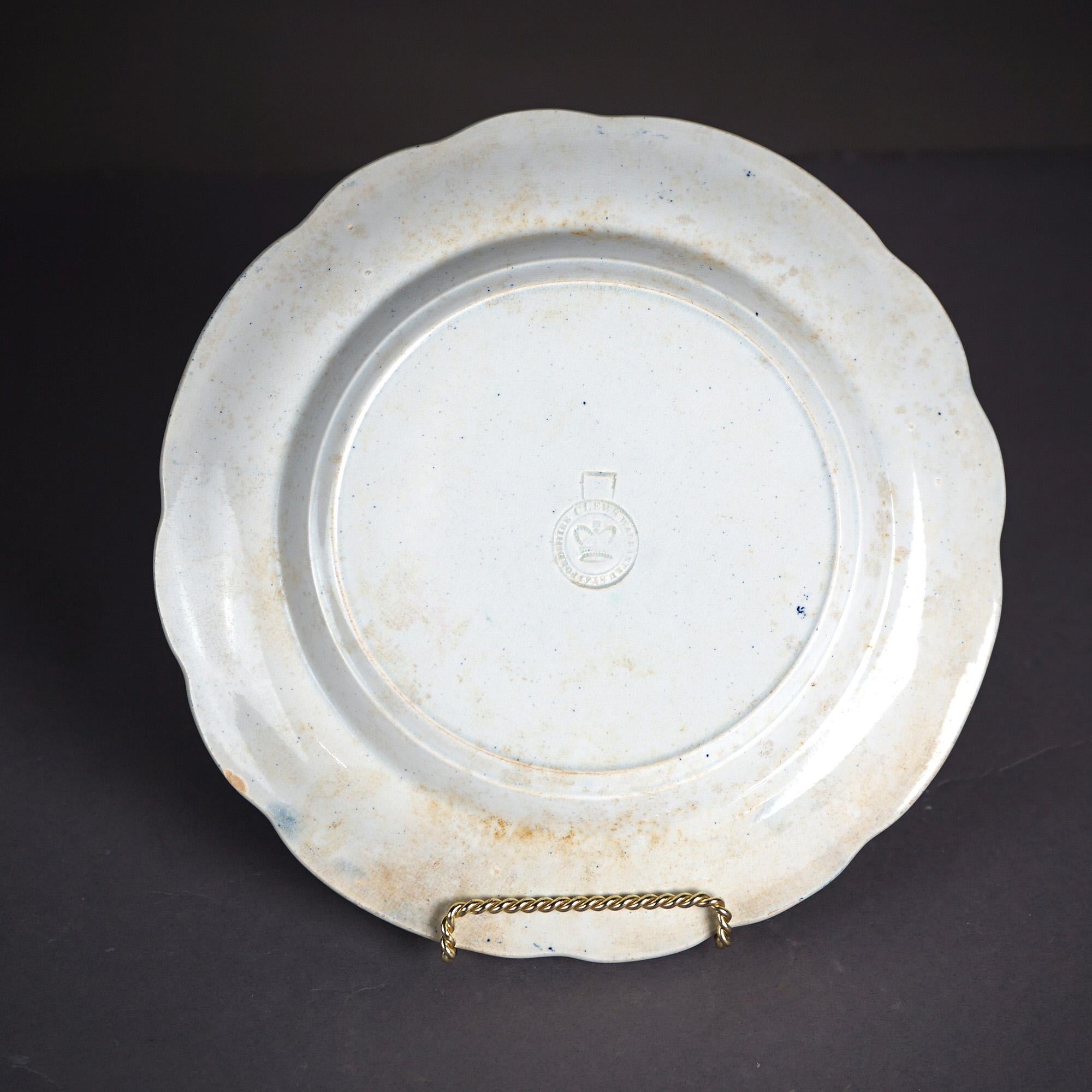 Antique US Historical Clews Pottery Flow Blue Platter 19th C For Sale 12