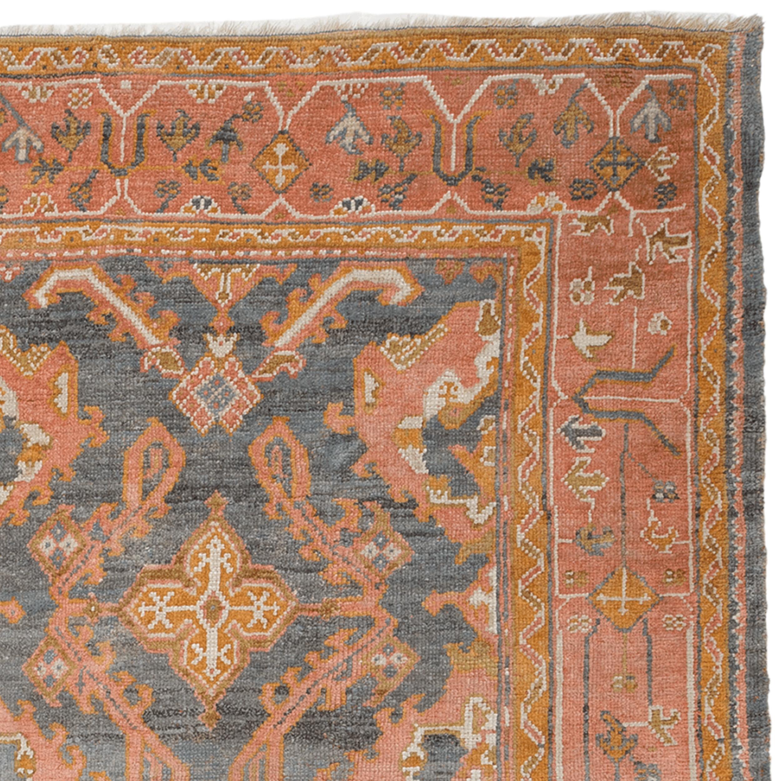 Noué à la main Tapis ancien d'Ushak - Fin du 19e siècle en vente