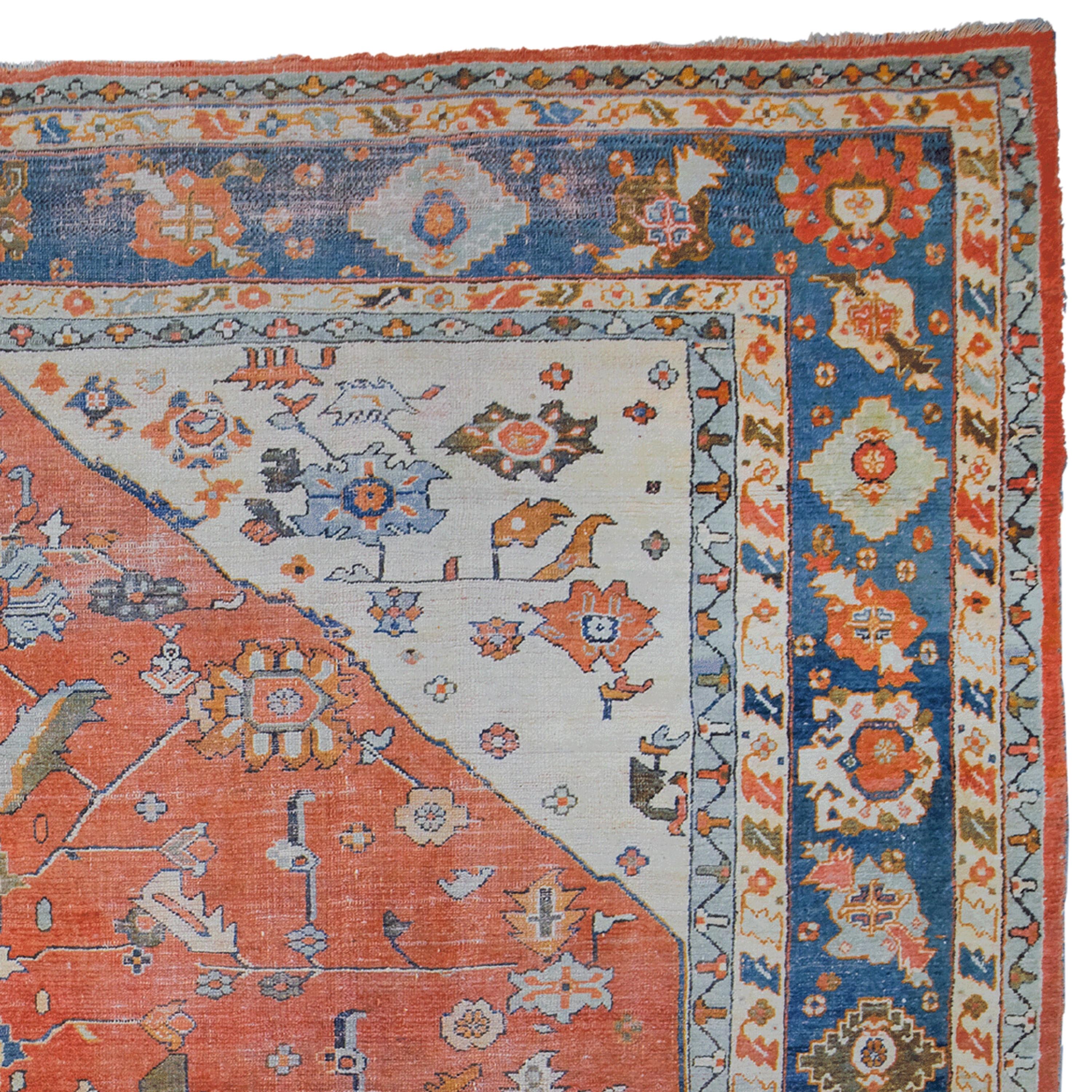 Wool Antique Ushak Carpet - Late 19th Century Turkish Ushak Carpet, Antique Carpet For Sale