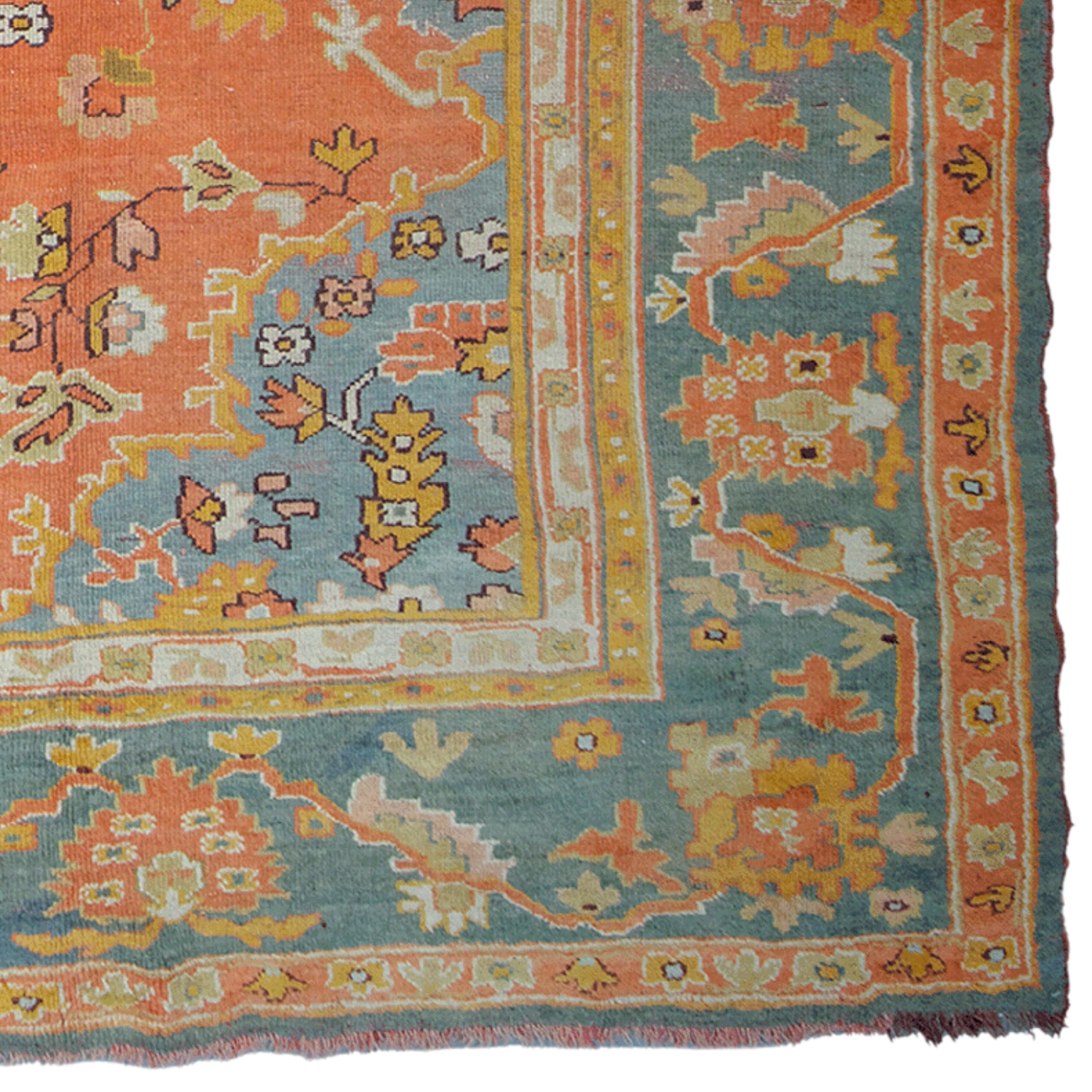 Antique Ushak Carpet, Late 19th Century

This elegant late 19th century antique Ushak carpet brings the elegance and sophisticated design of the Ottoman period to your home. This hand-woven rug in rich shades of red and blue is known for its