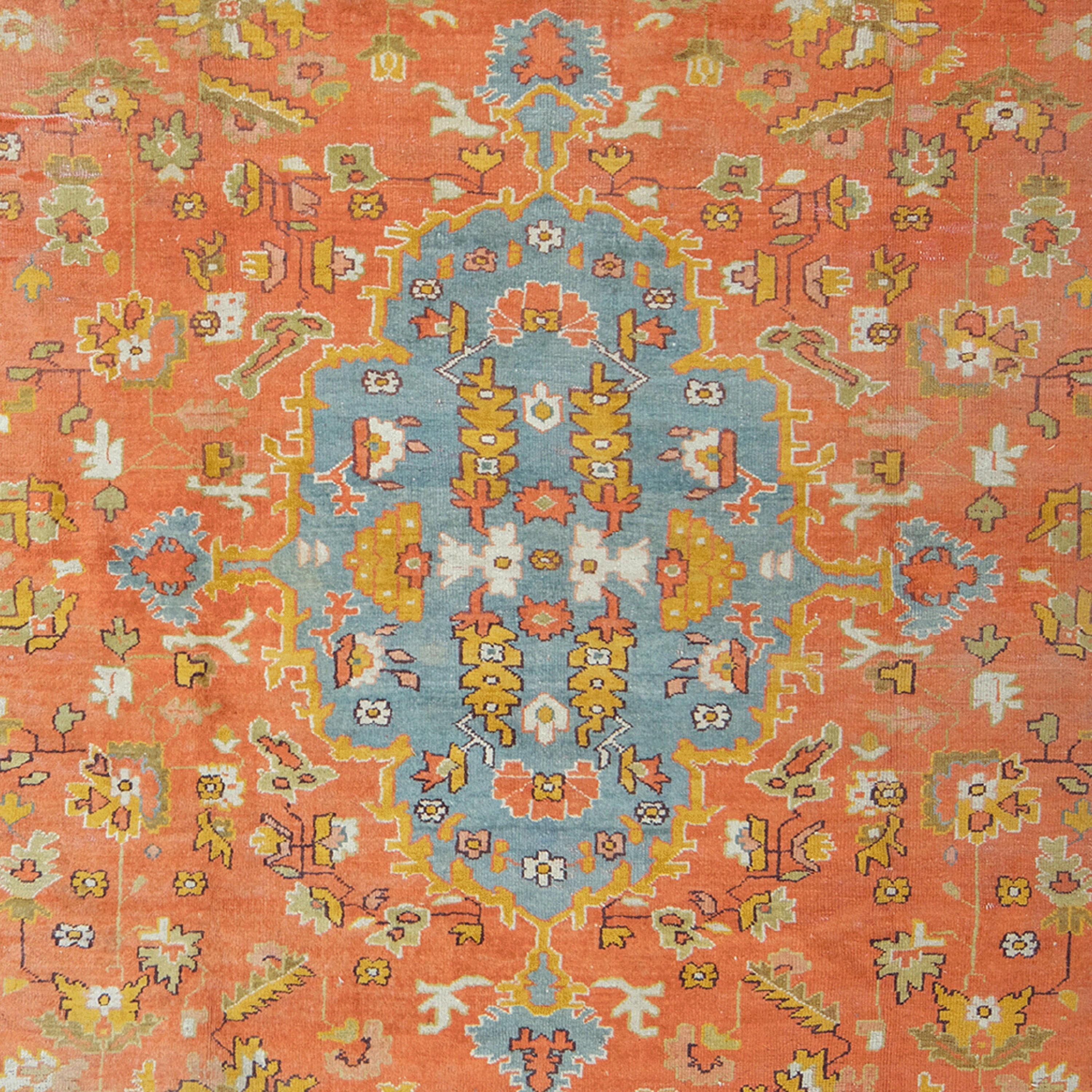 Wool Antique Ushak Carpet - Late of 19th Century Ushak Rug, Antique Rug, Turkish Rug For Sale