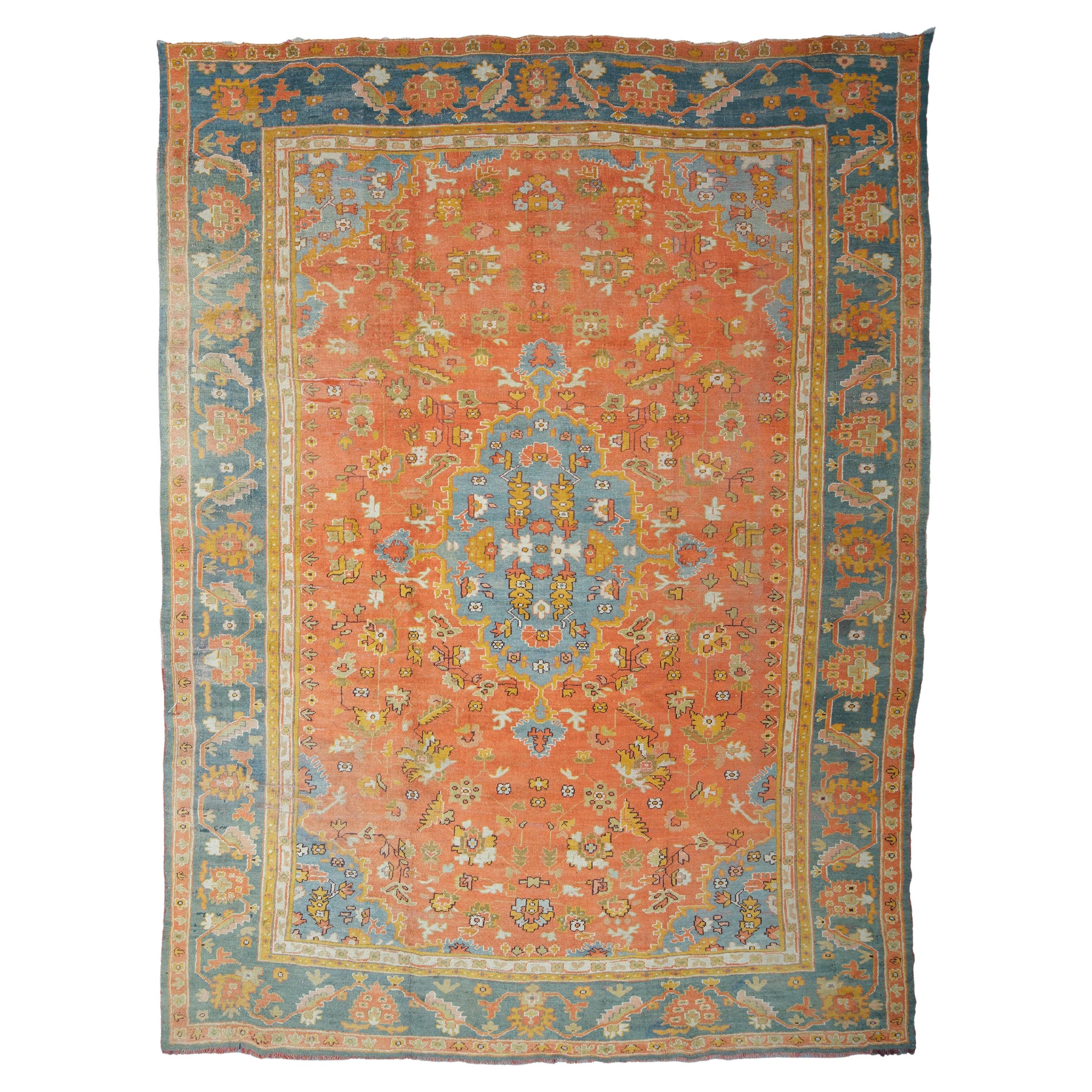 Antique Ushak Carpet - Late of 19th Century Ushak Rug, Antique Rug, Turkish Rug