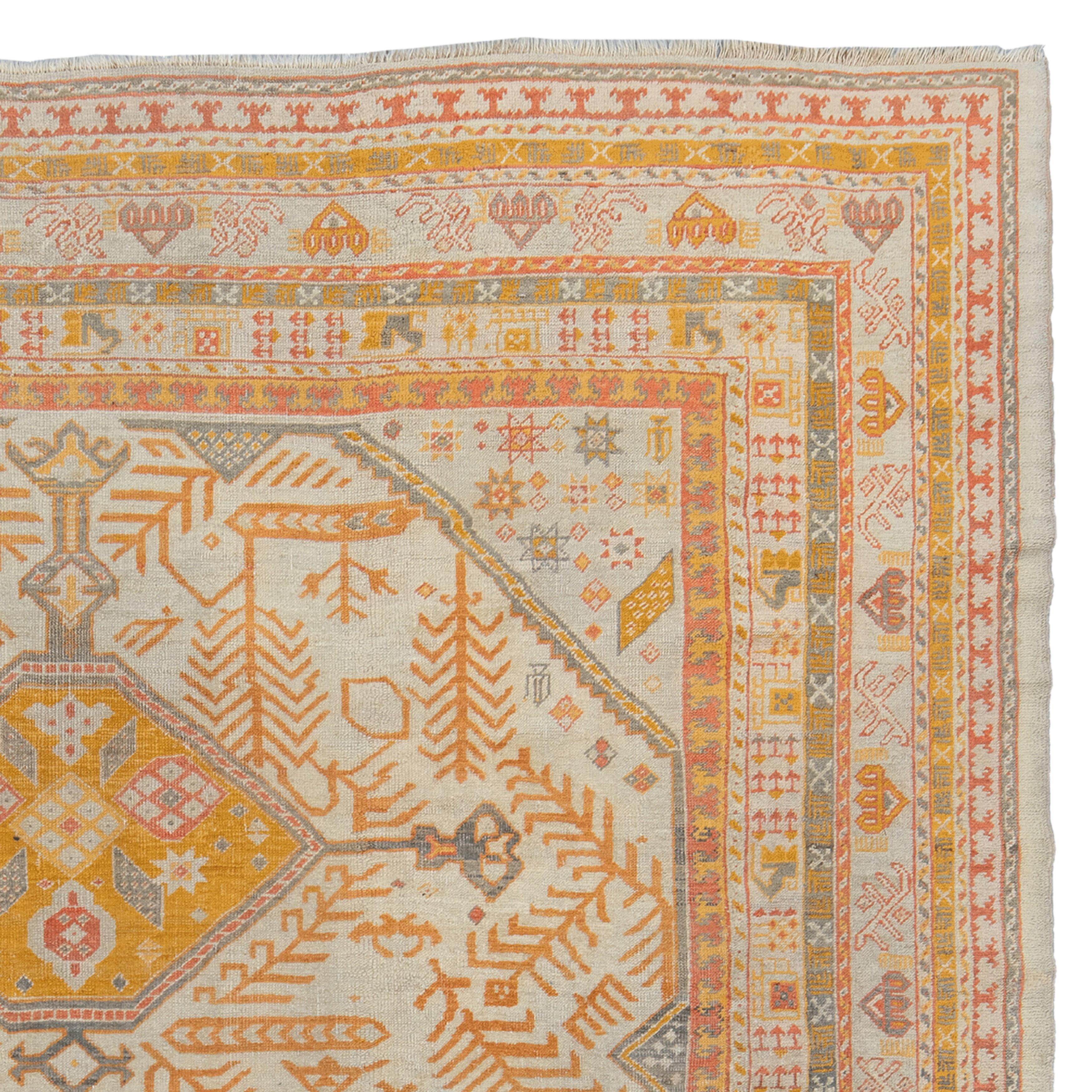 Antiker Ushak Teppich - 19. Jahrhundert Antiker Türkischer Teppich, Antiker Teppich (Wolle) im Angebot