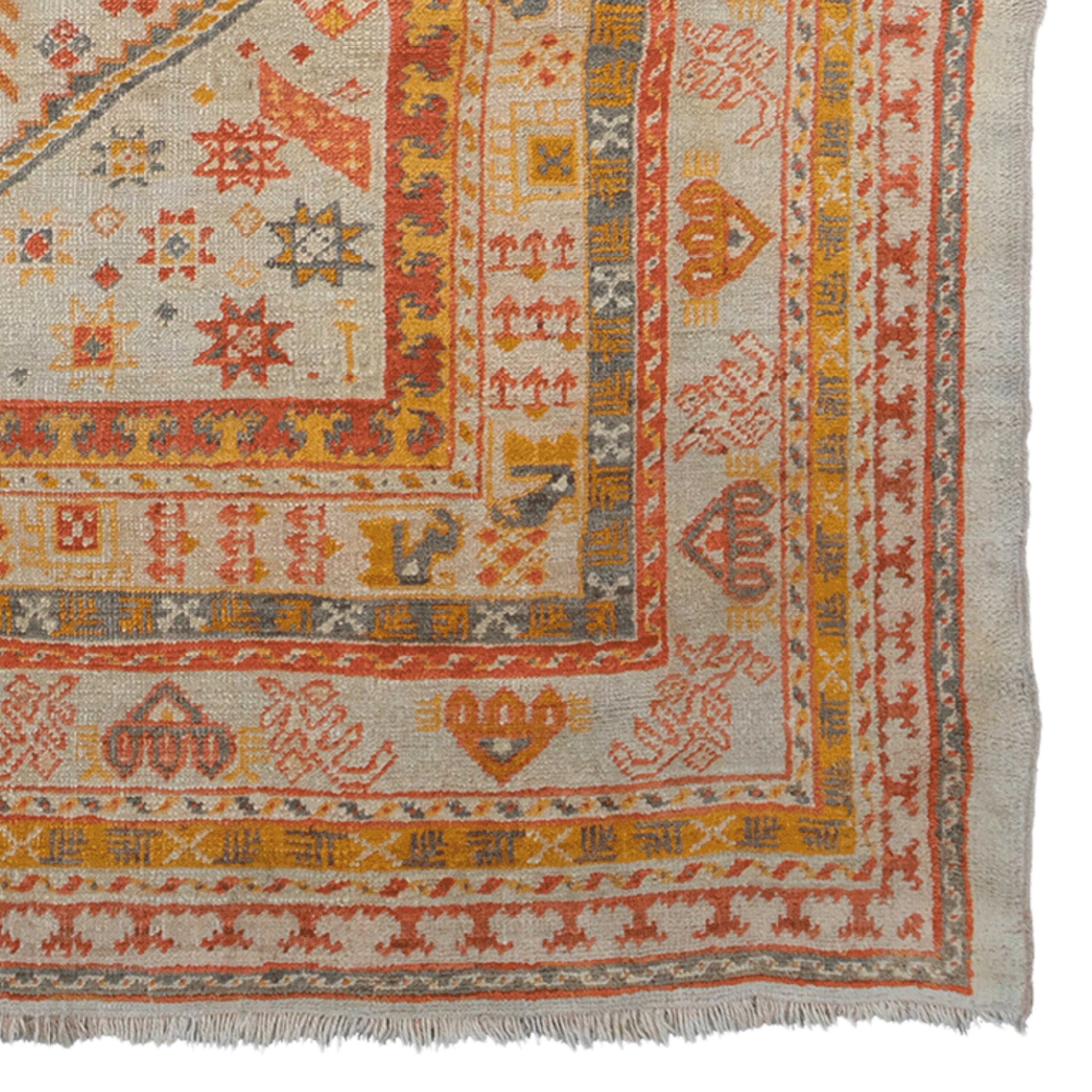 Antiker Ushak Teppich - 19. Jahrhundert Antiker Türkischer Teppich, Antiker Teppich im Angebot 1