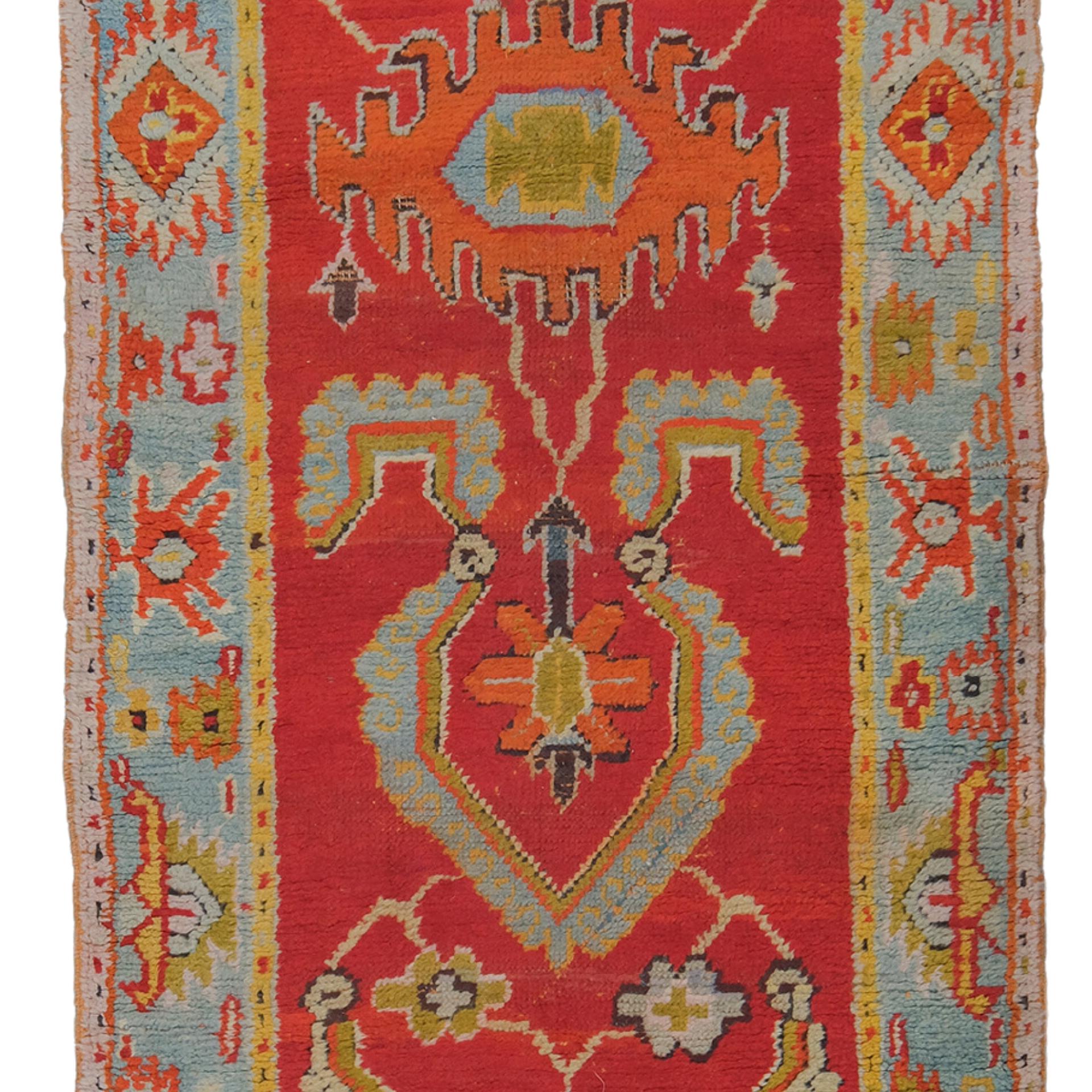 Turkish Antique Ushak Rug - 19th Century Ushak Runner, Handmade Wool Runner, Antique Rug For Sale