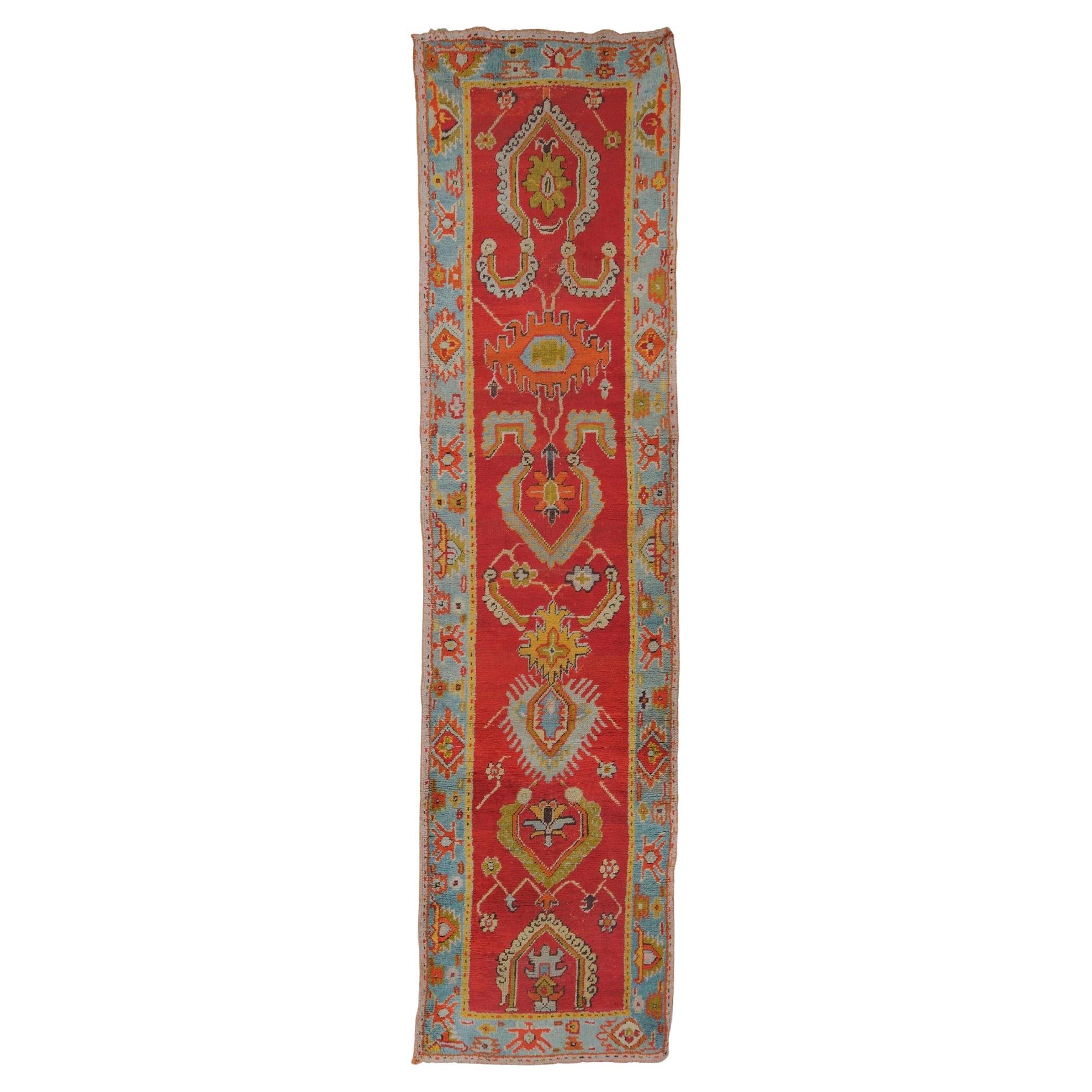 Antiker Ushak-Teppich - 19. Jahrhundert Ushak-Läufer, handgefertigter Woll-Läufer, antiker Teppich