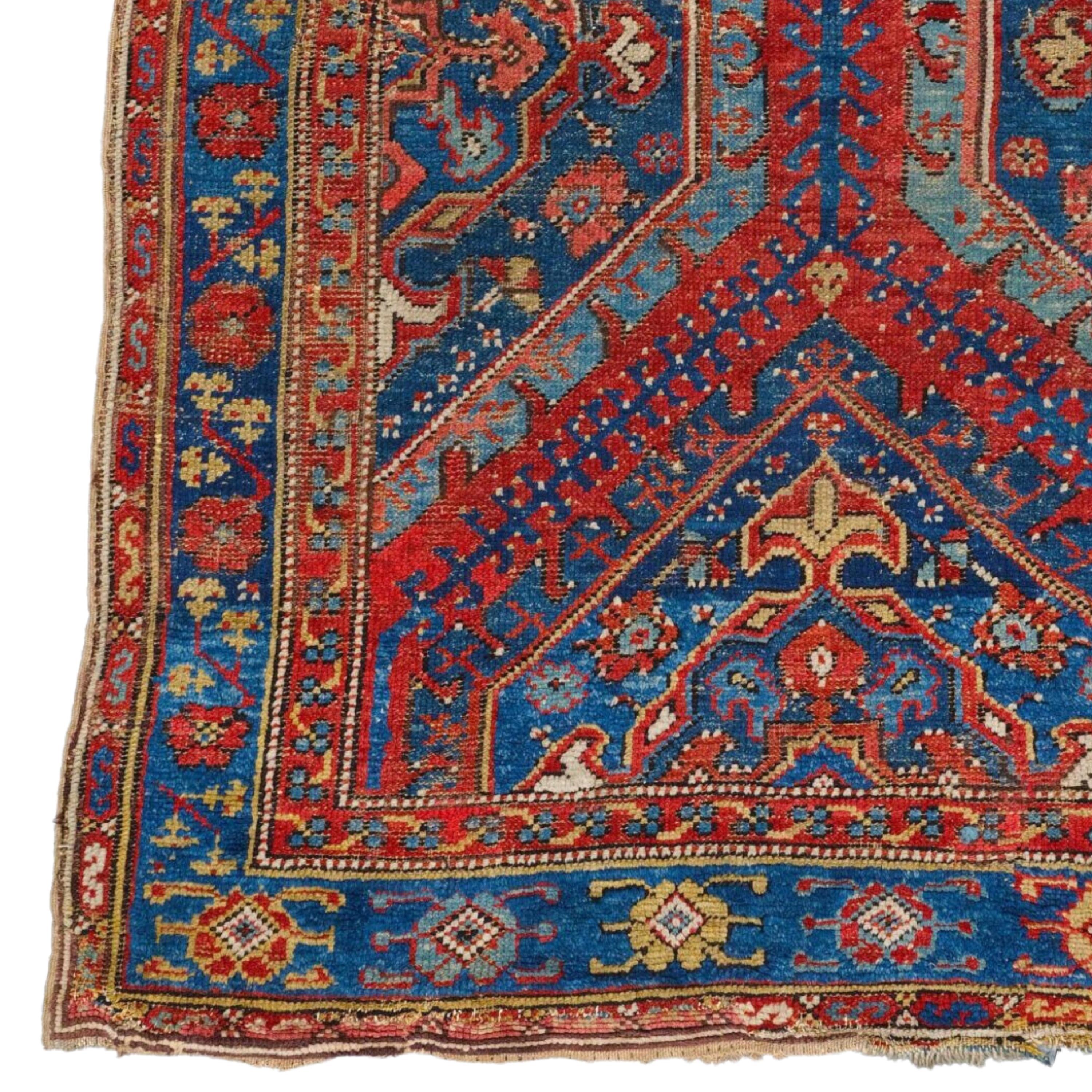 Early 18th Century Anatolian Ushak Rug Size 142 x 220 cm (4,65 x 7,21 ft)

By the 16th century the principal manufacture of large commercial carpets in Ottoman Turkey had been established at Uşak, which produced rugs for palace and mosque use and