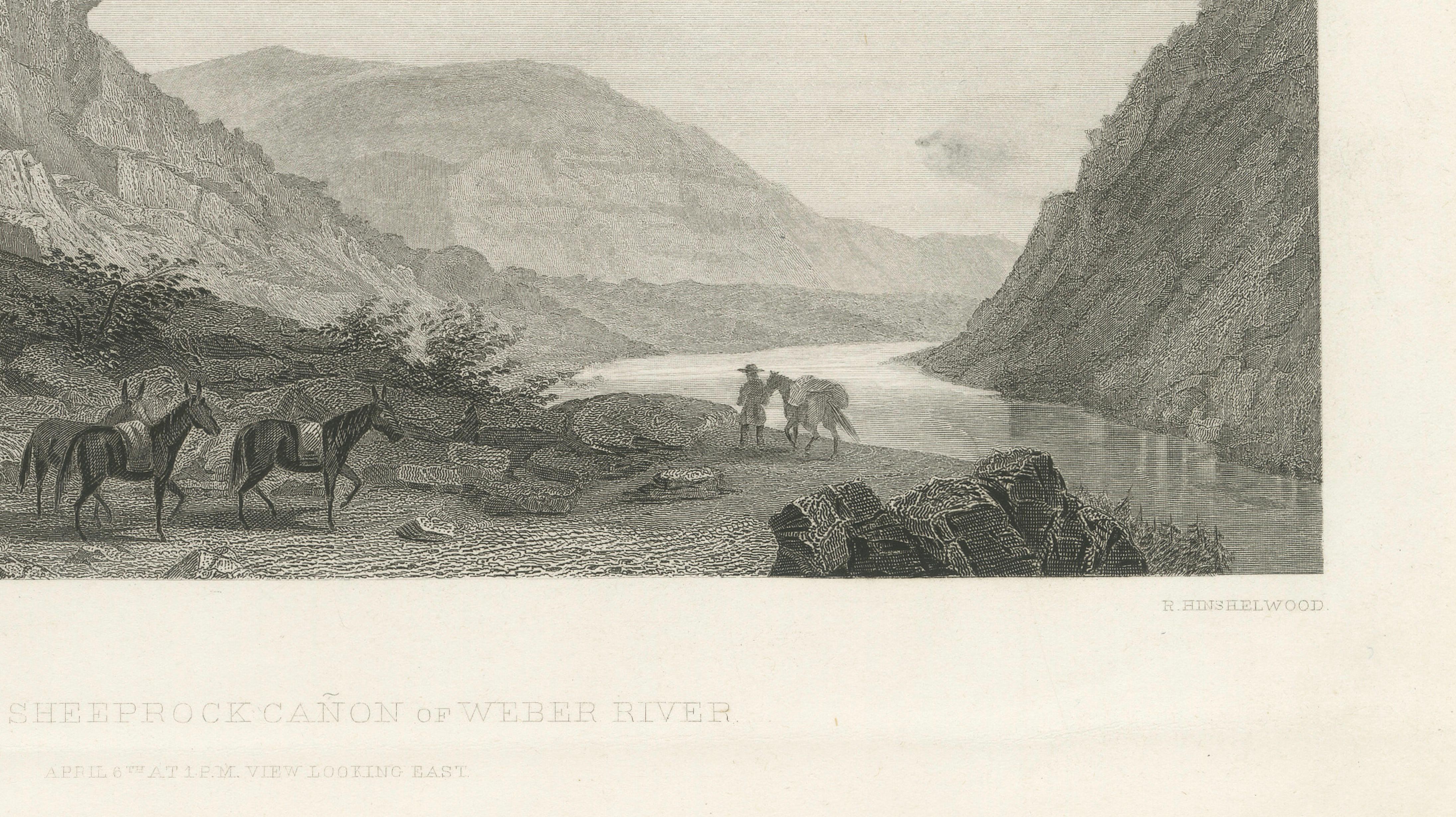 Antique Utah Canyon Print, Weber River & Sheep Rock Canyon View, 1861
