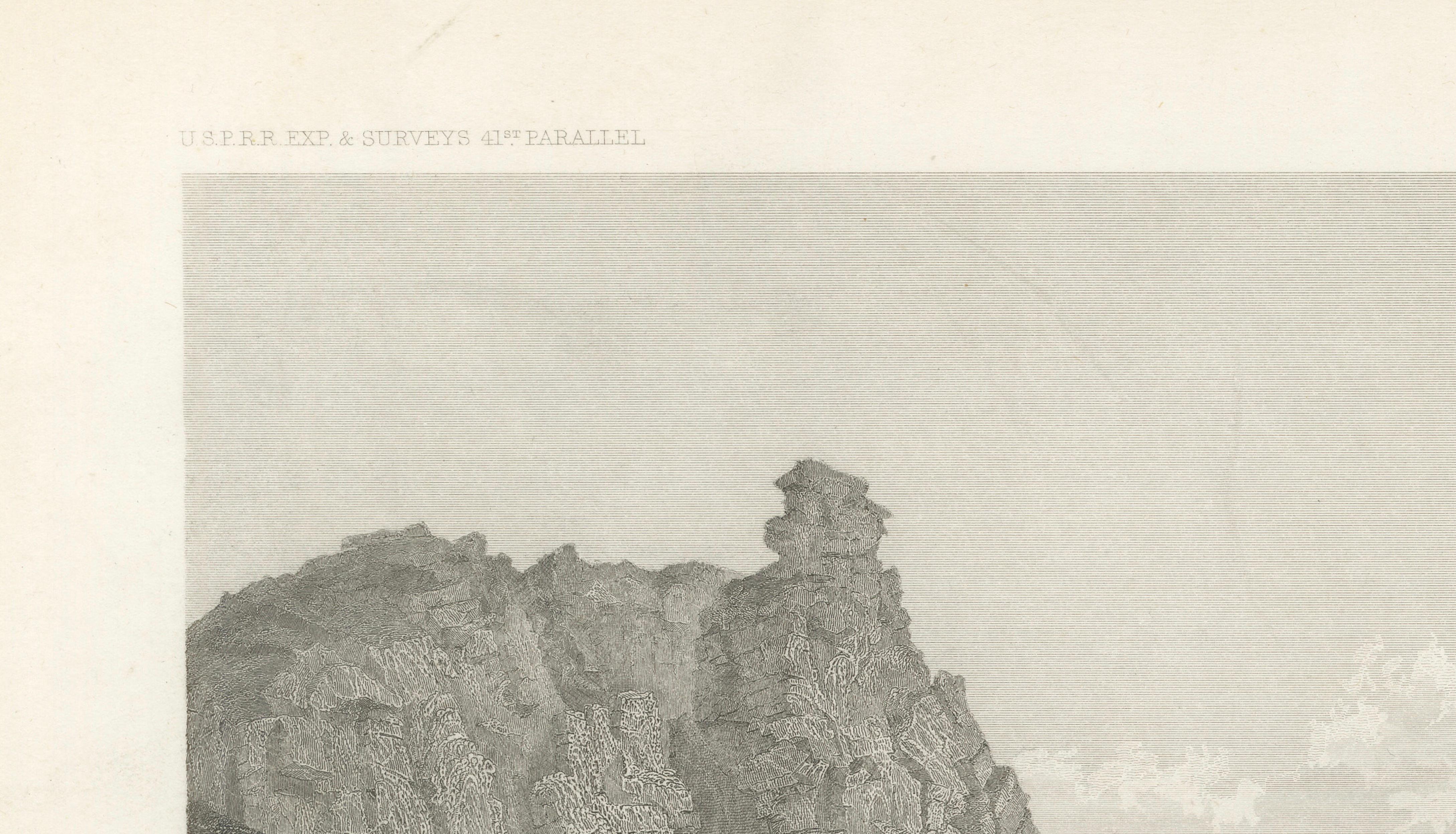 Antique Utah Canyon Print, Weber River & Sheep Rock Canyon View, 1861