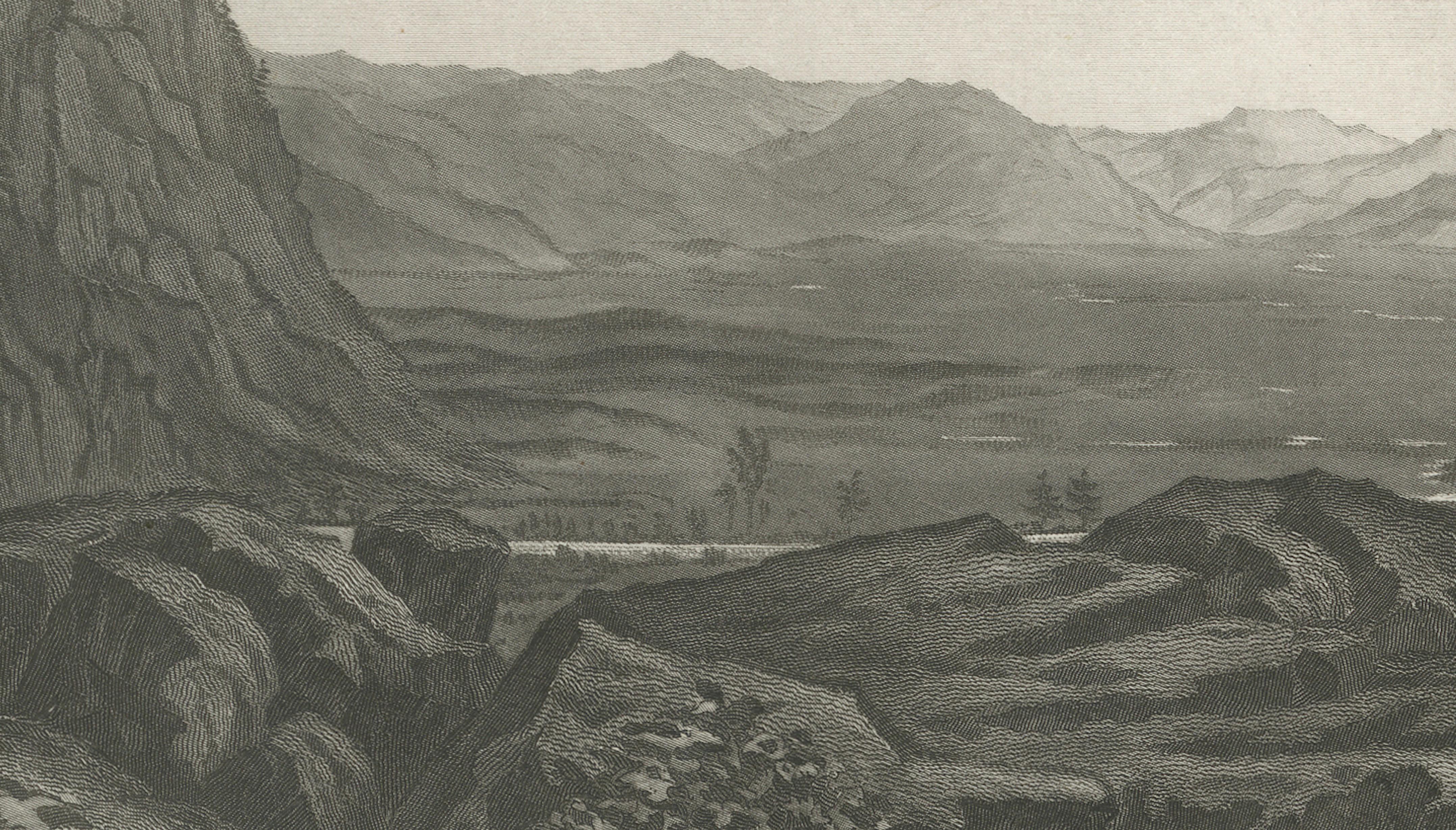 Antique Utah Landscape Print, Round Prairie & Timpanogos Valley, 1861