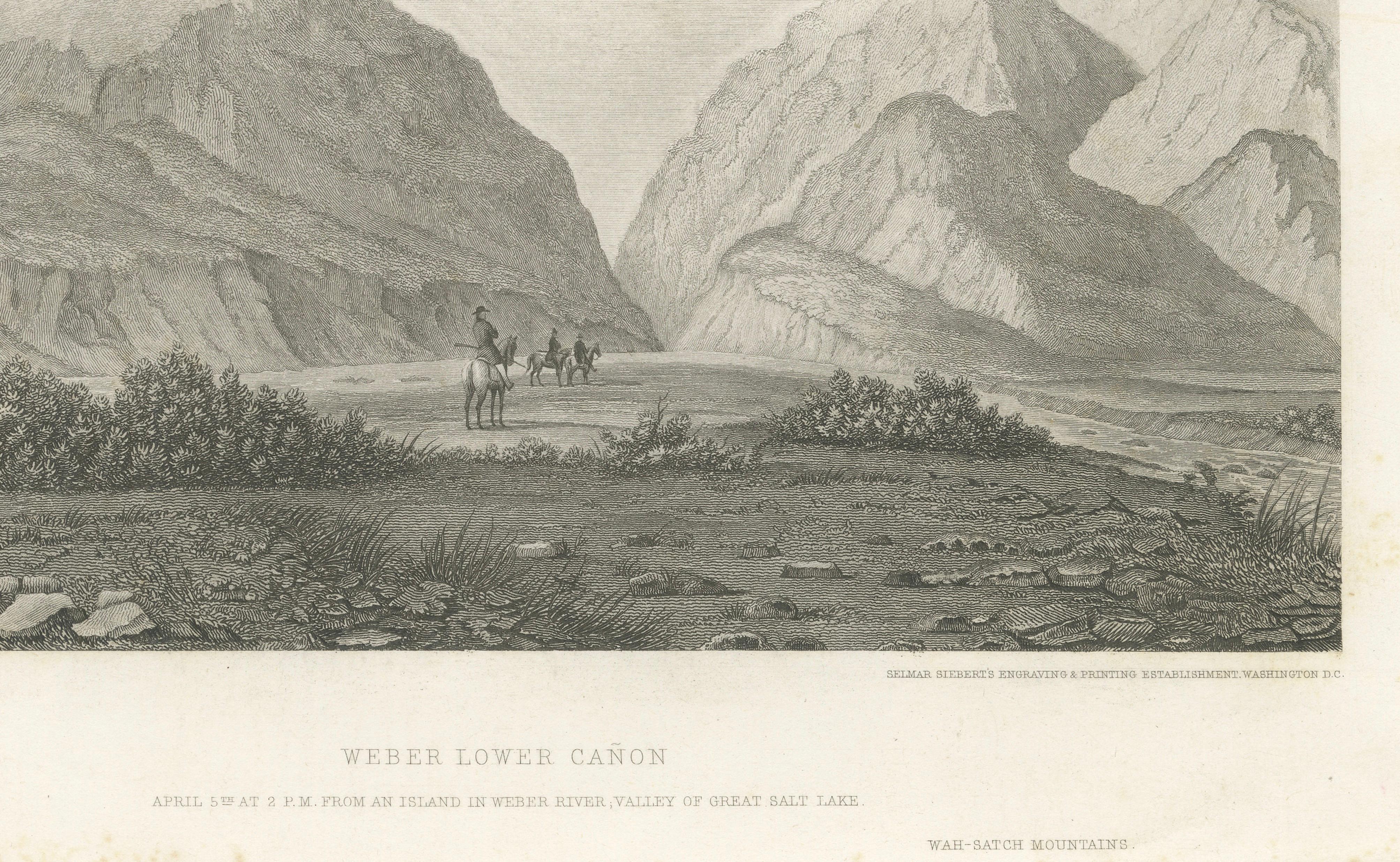Antique Utah Landscape Print, Weber Canyon & Great Salt Lake Valley, 1861